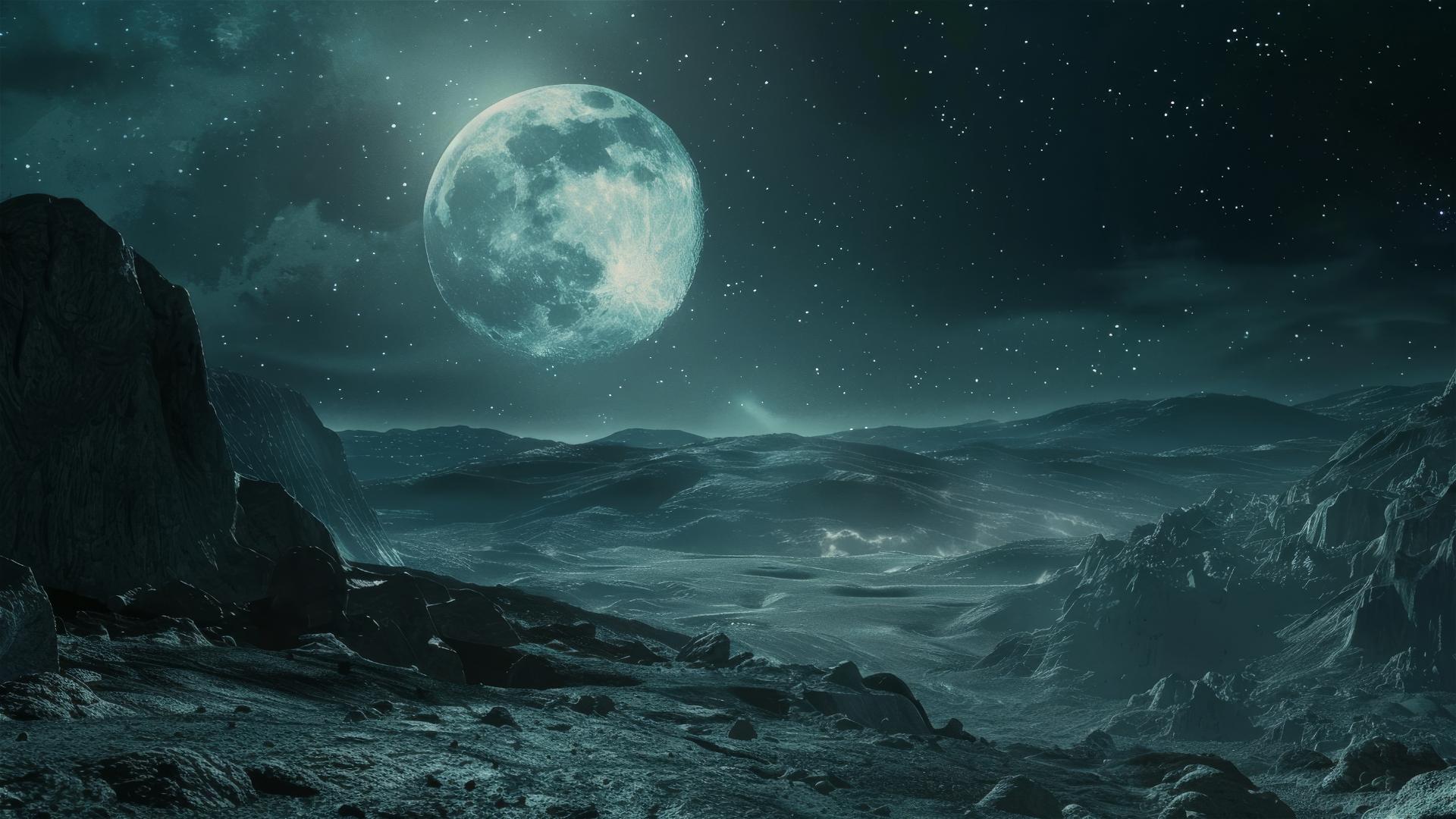 Epic futuristic alien night landscape
