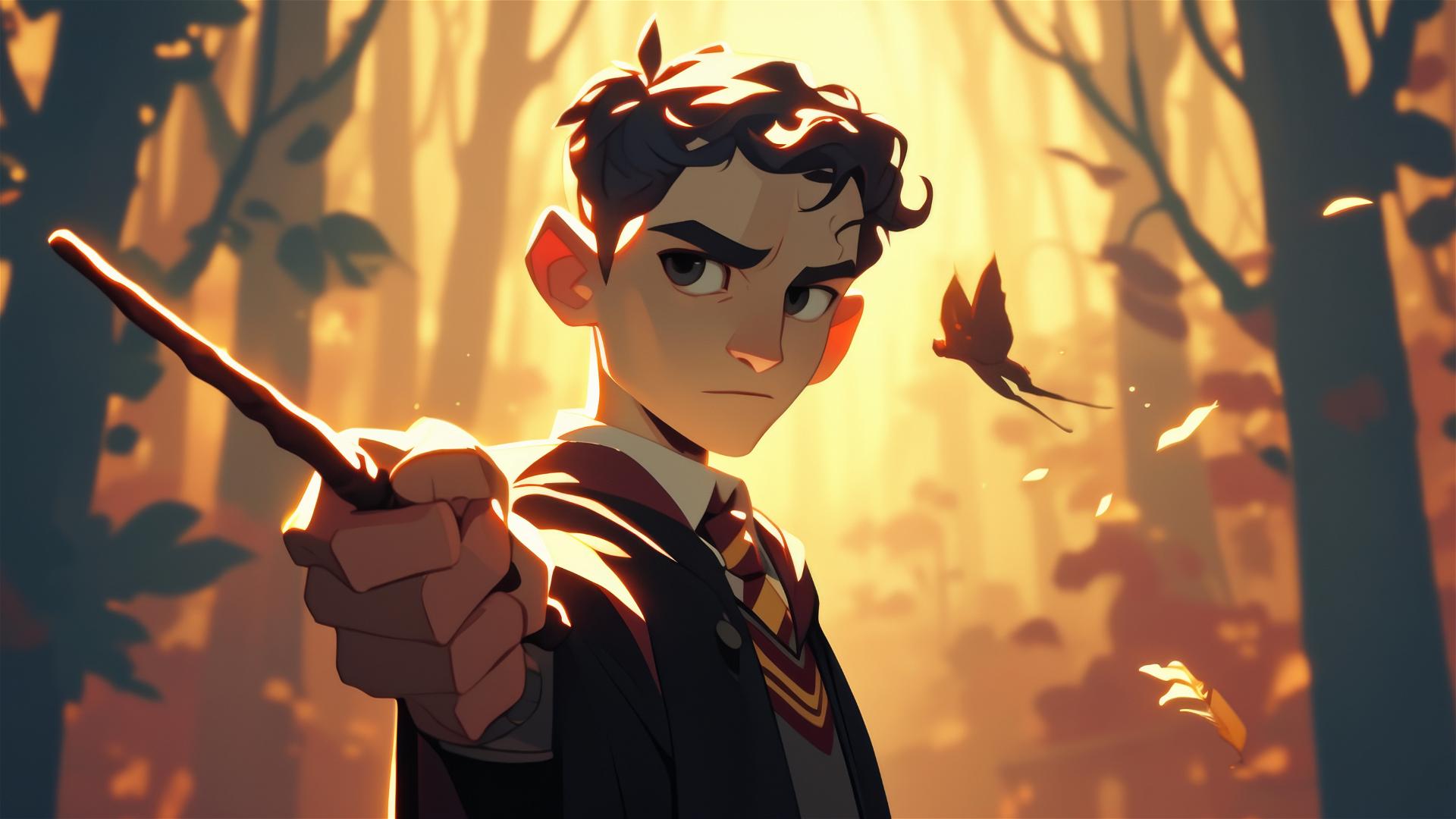 Artistic illustration of Neville Longbottom with dark background and spotlight effect