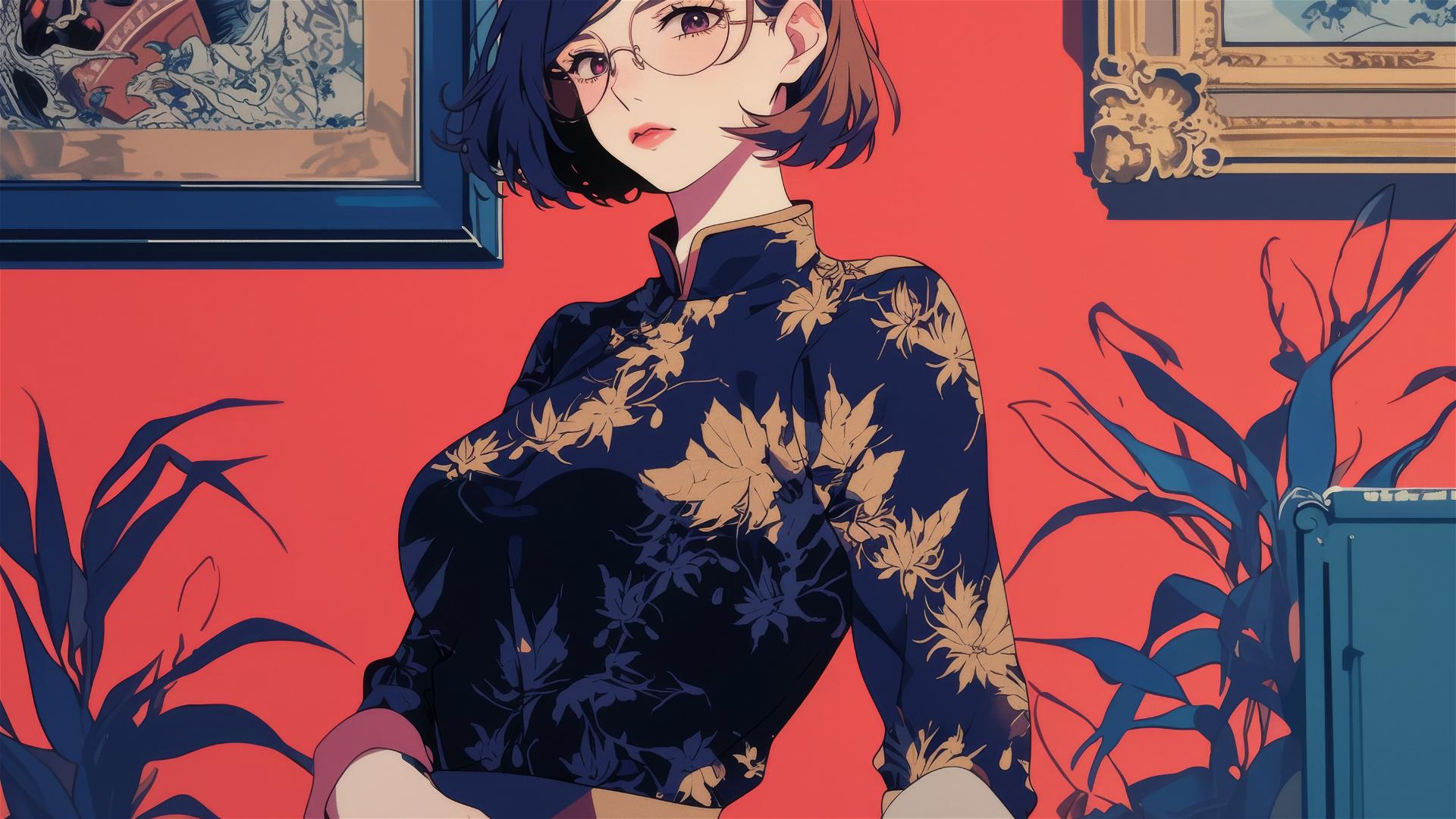 Nobara Kugisaki in contemporary dress with ukiyo-e style at Tokyo gala