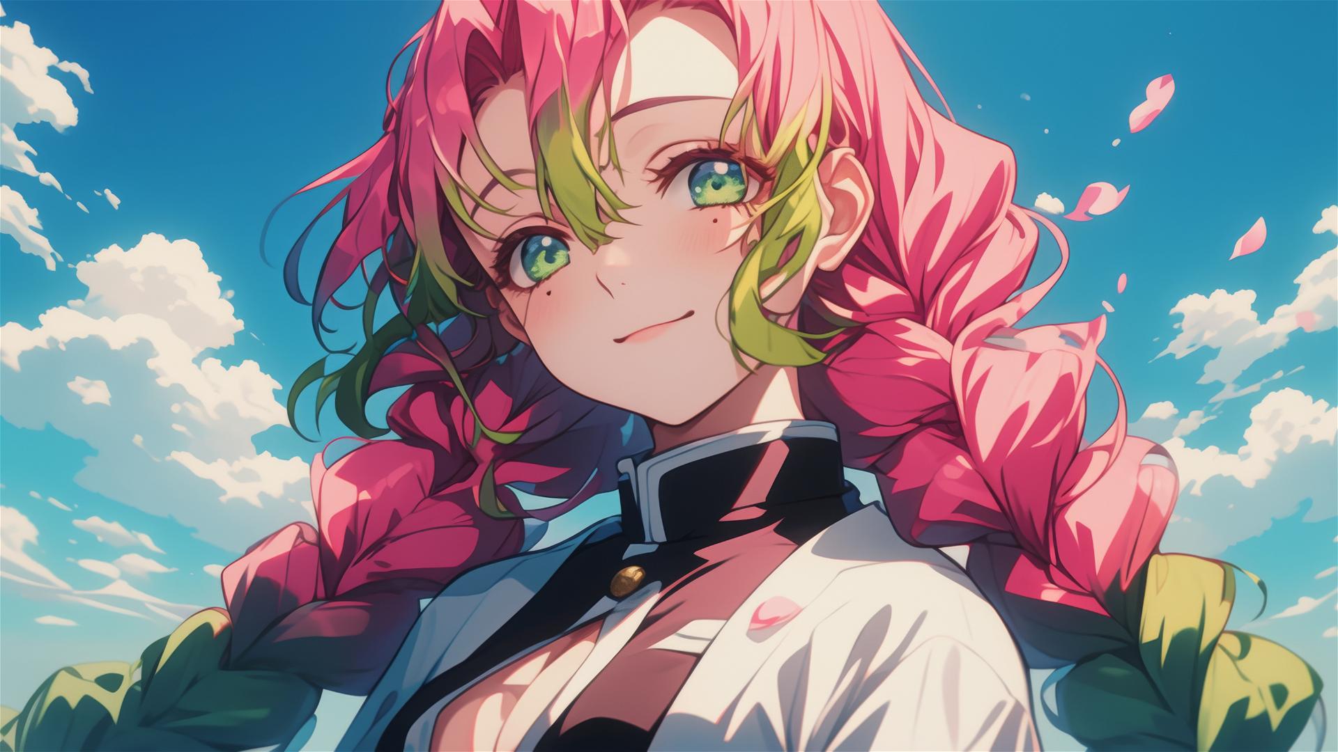 Illustration of Mitsuri Kanroji from Demon Slayer