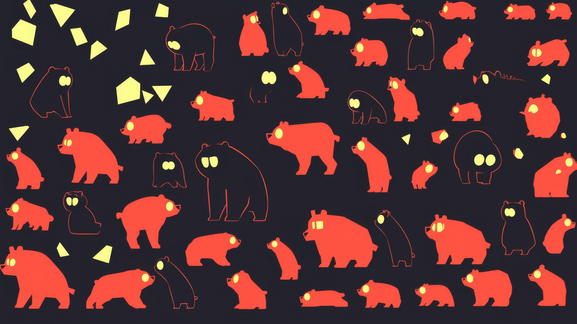 Bears in a Gergely Dudas style brainteaser with one bear having uranium glass eyes