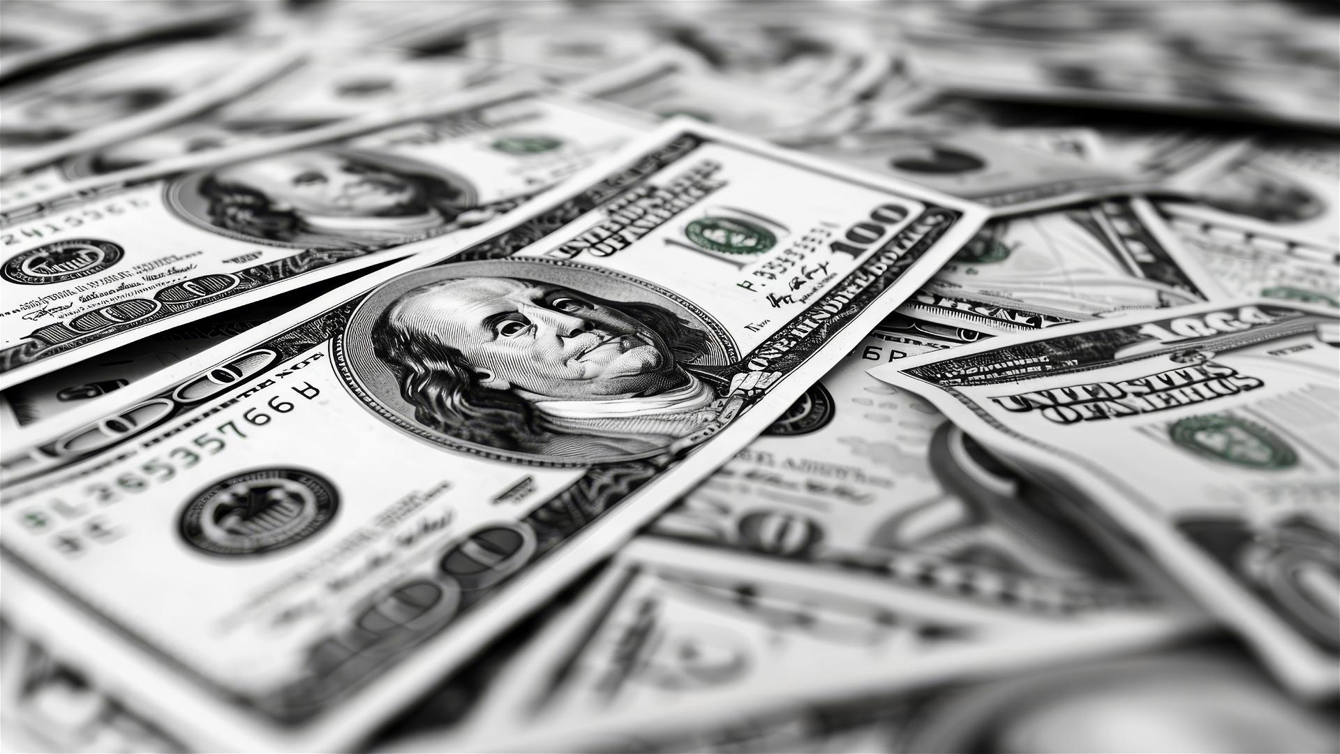 black and white seamless money and stocks pattern