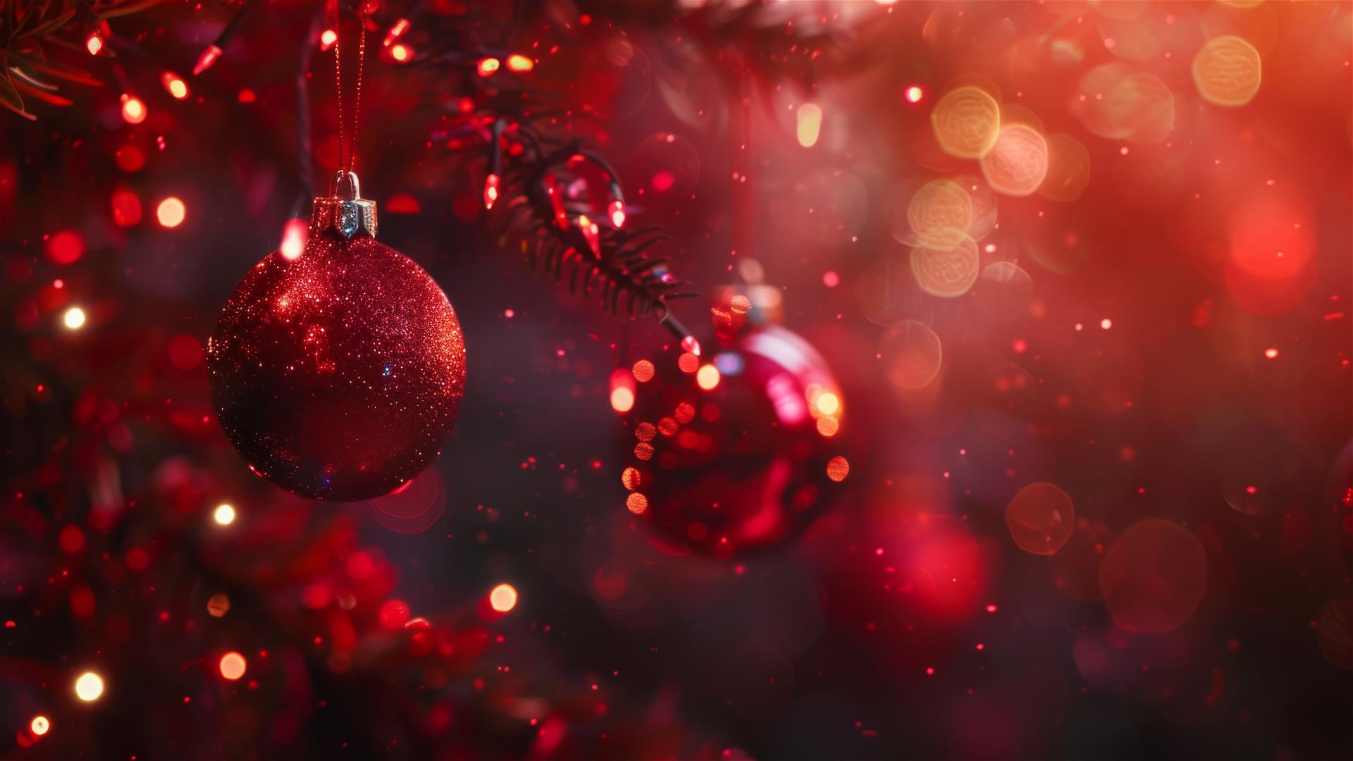 Red Christmas background with festive elements
