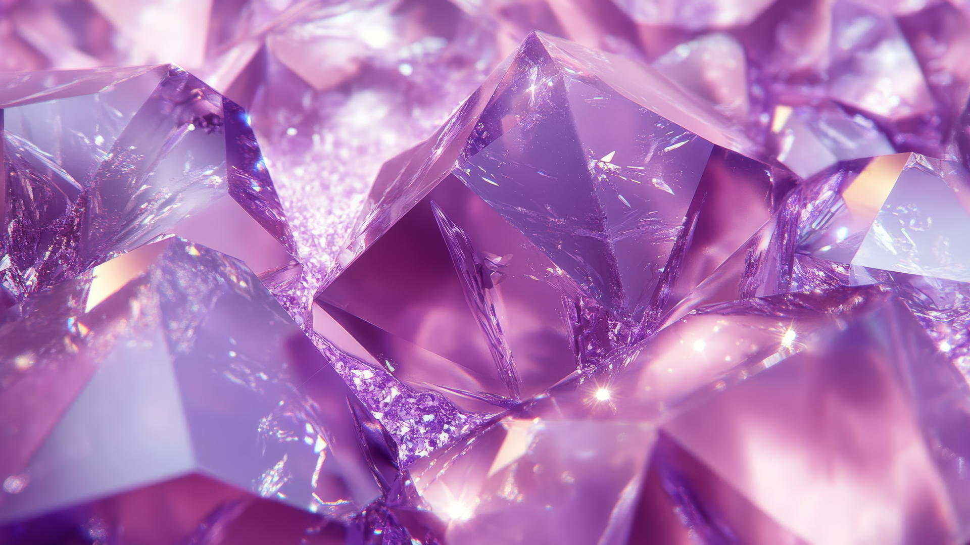 preppy purple wallpaper with luxurious faceted gemstones on soft lavender