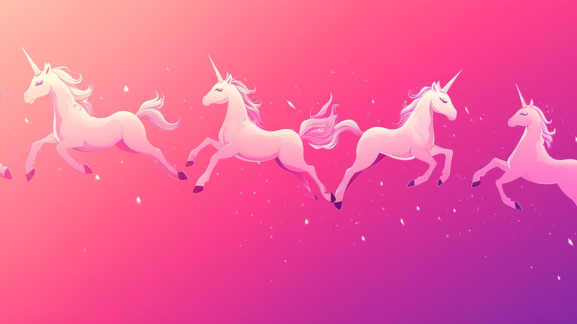 cute hot pink wallpaper with tiny unicorns prancing energetically
