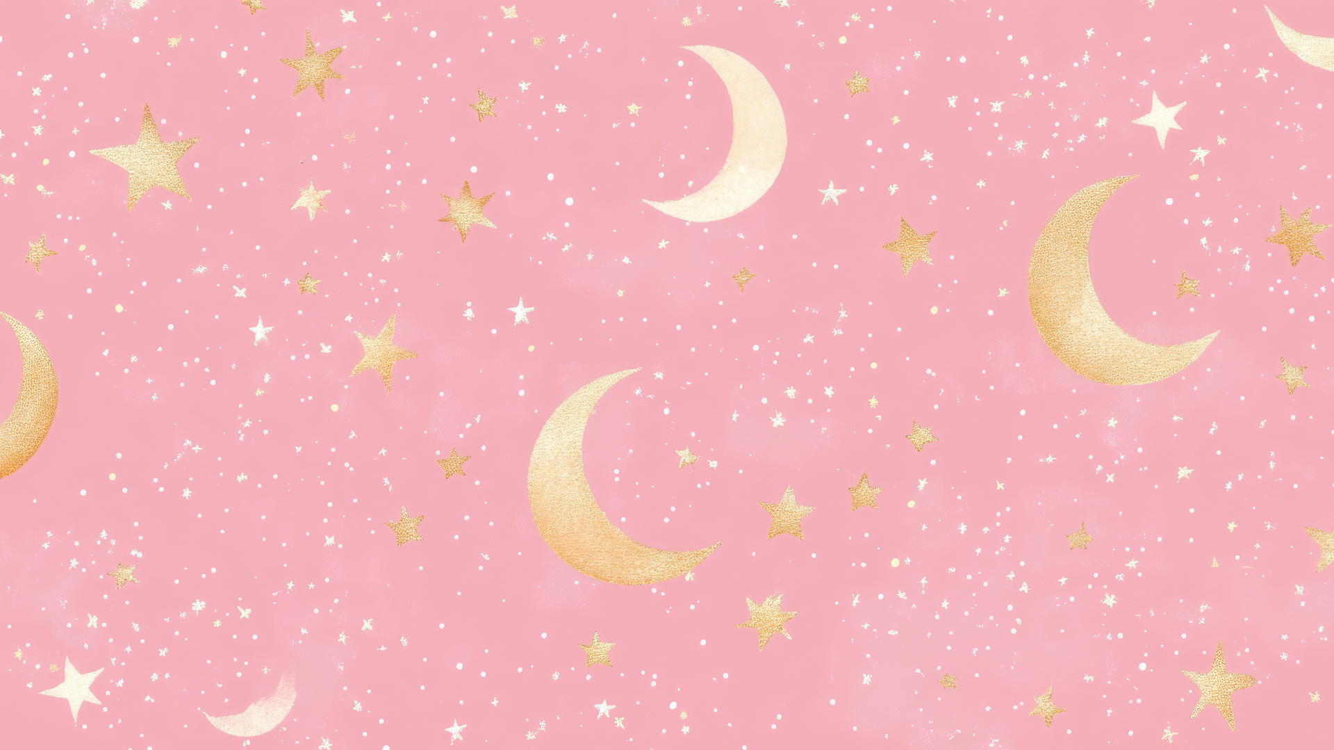 Cute pink wallpaper with tiny stars and moons on a magical theme