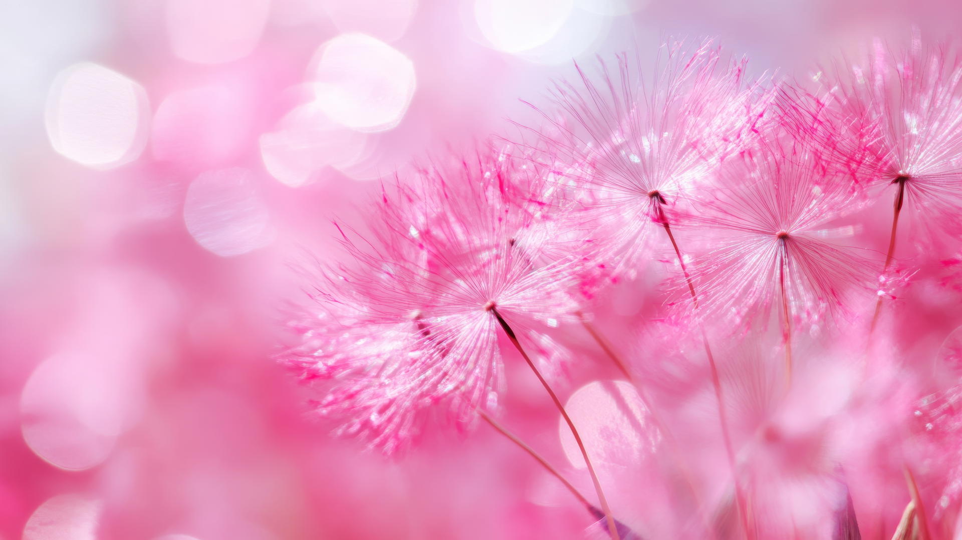 pink wallpaper aesthetic of a soft-focus pink dandelion in bloom