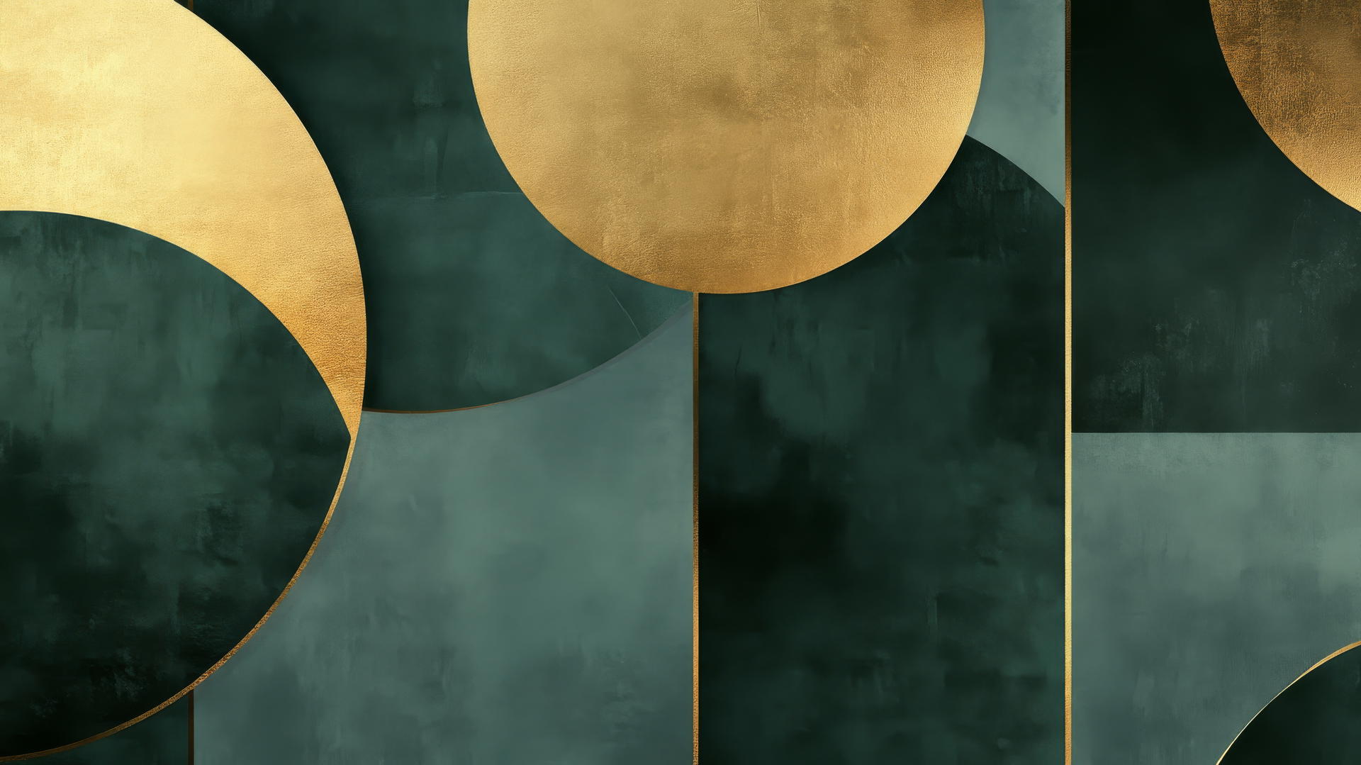 aesthetic green wallpaper with geometric shapes and gold accents