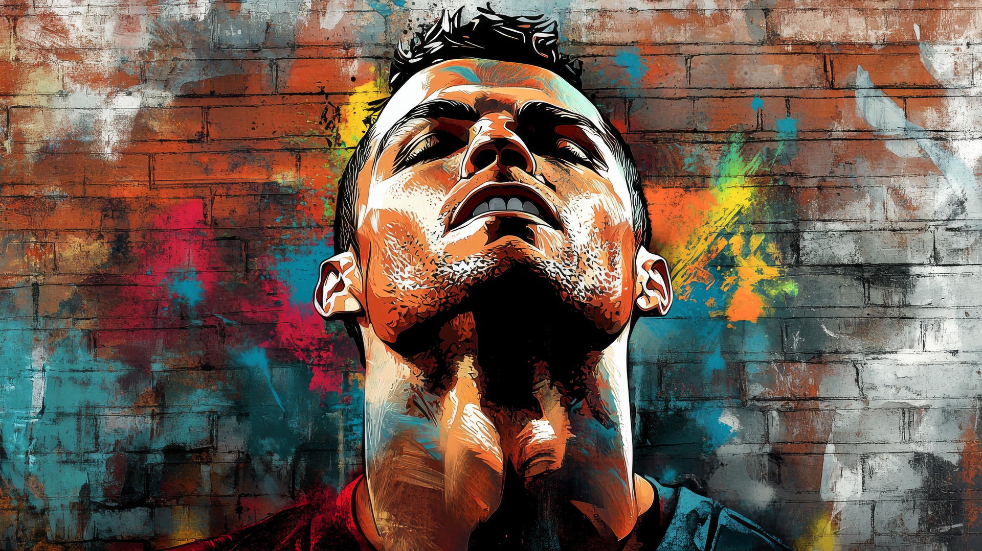 Cool Ronaldo wallpaper 4K with graffiti design and urban textures