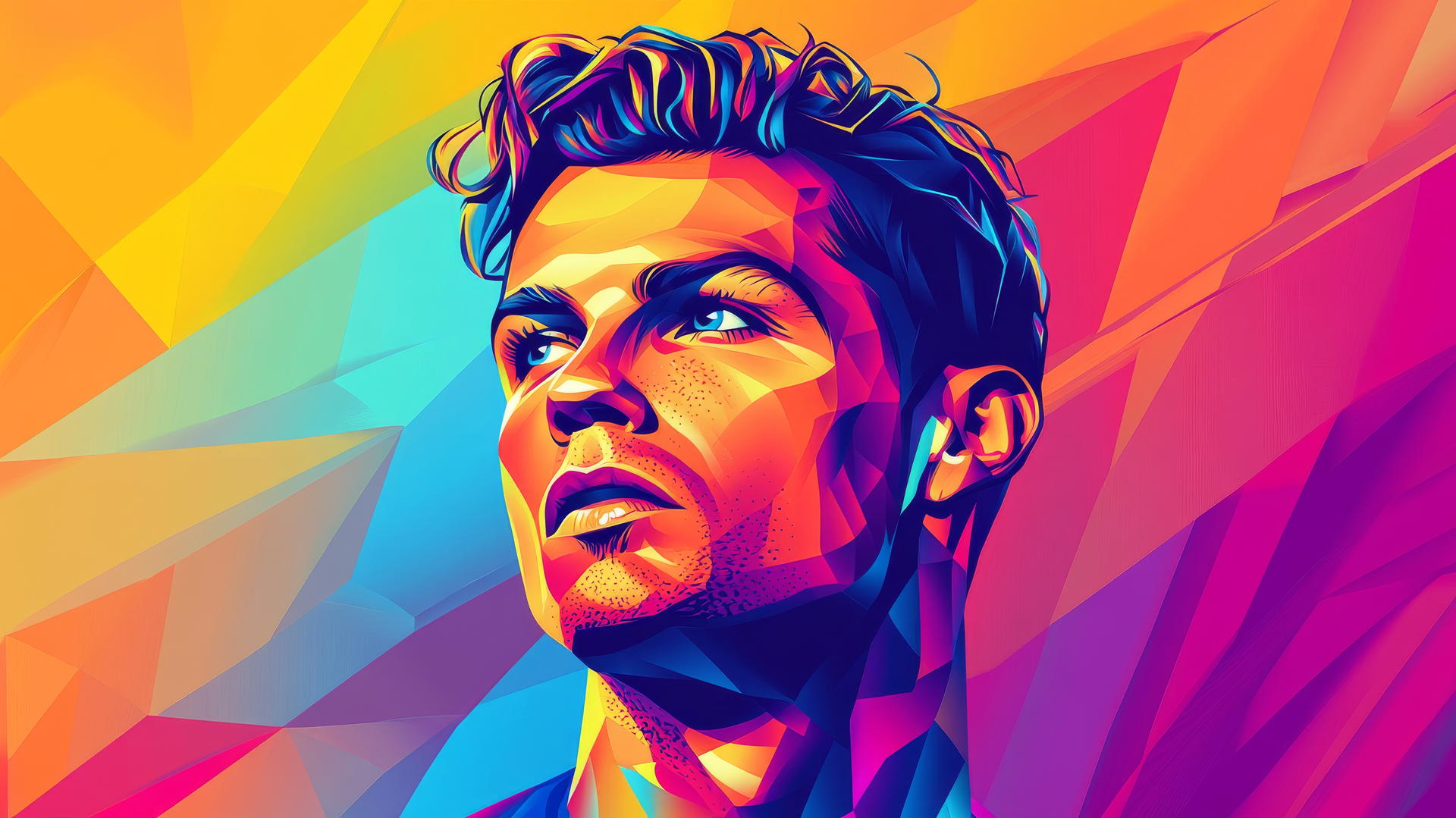 cool Ronaldo wallpaper 4K with stylized vector art, angular shapes, bold colors