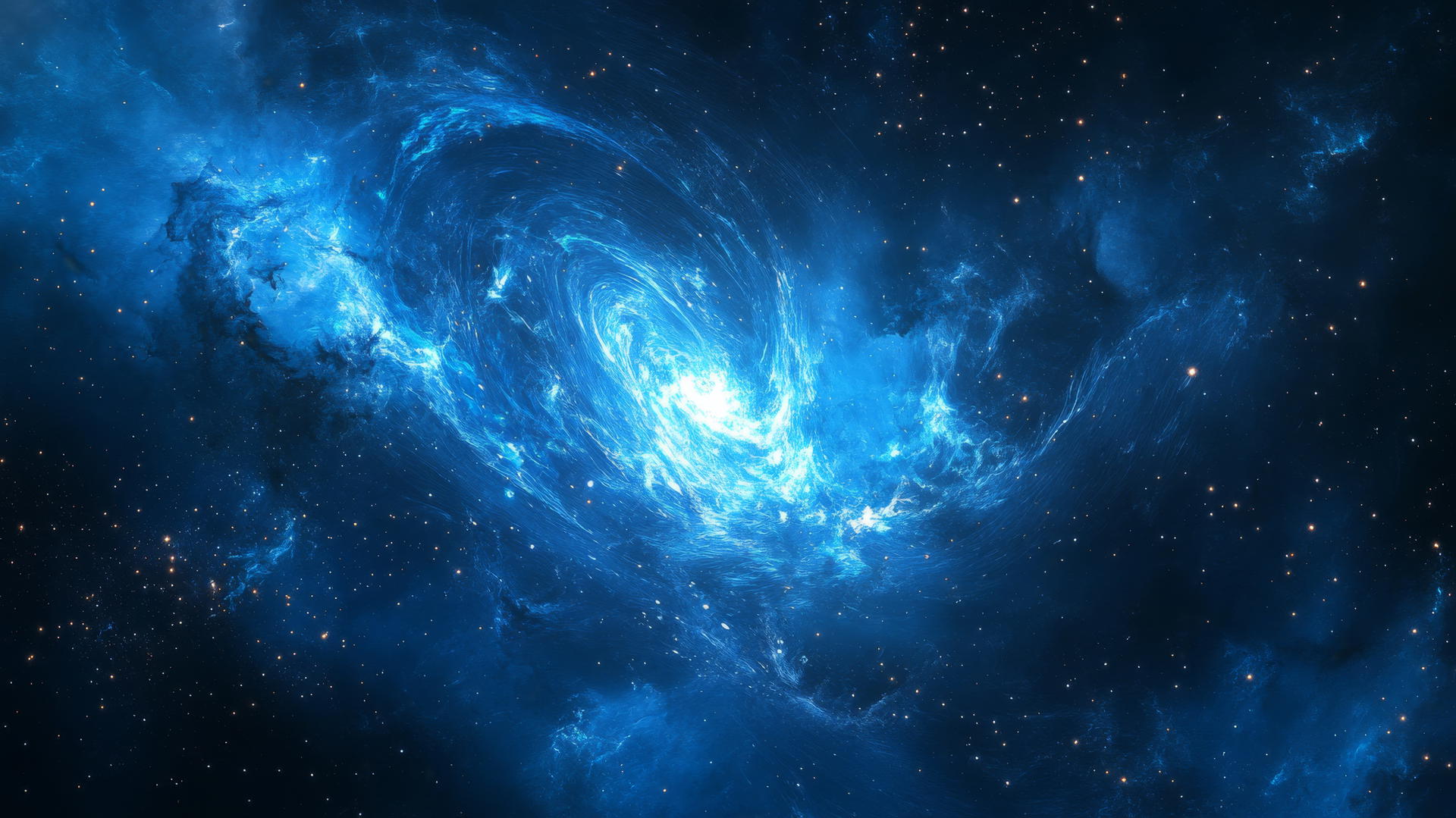 wallpaper blue with swirling galaxies and twinkling stars