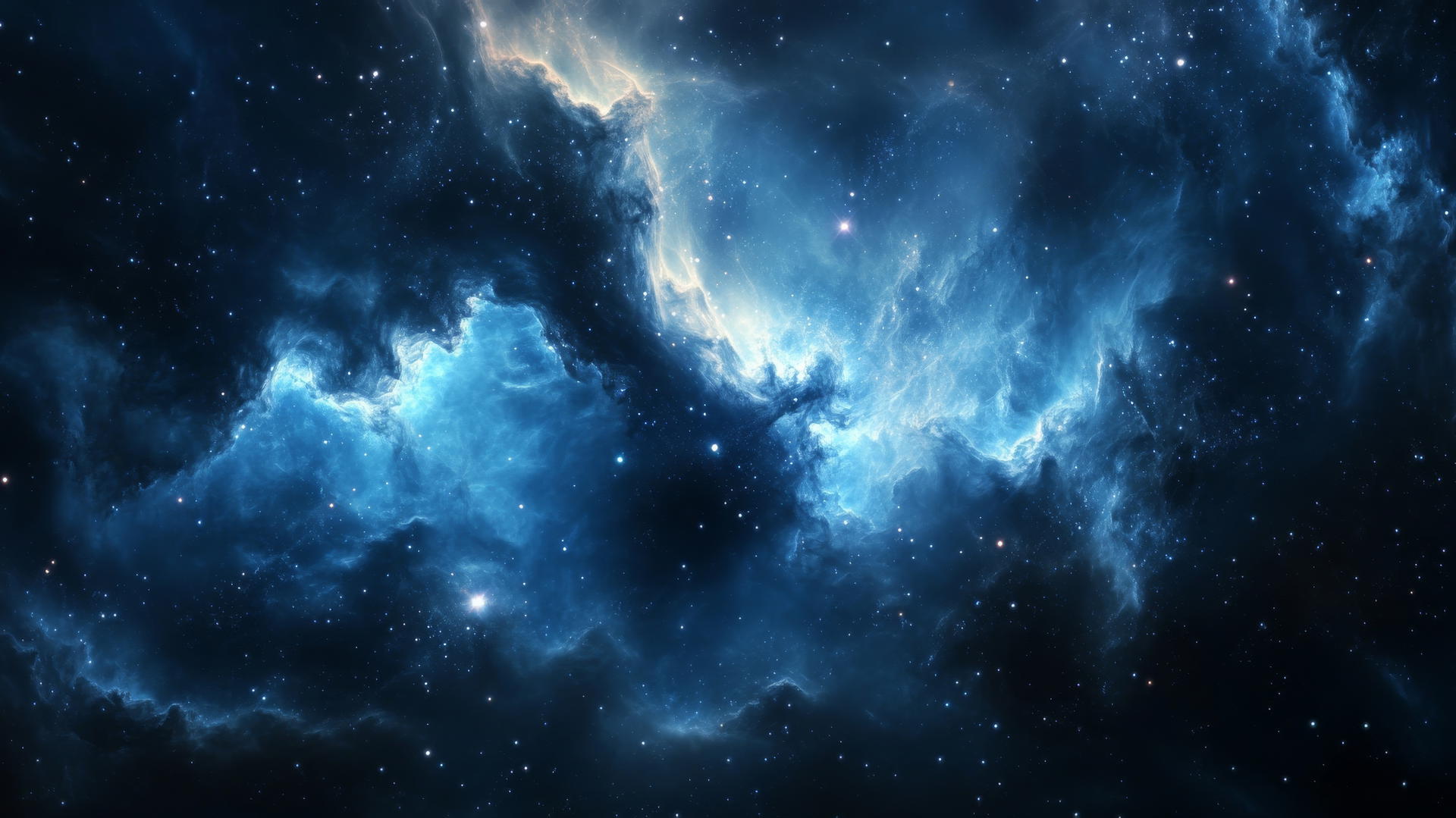 dark blue aesthetic wallpaper with a cosmic nebula of swirling gases and sparkling stars
