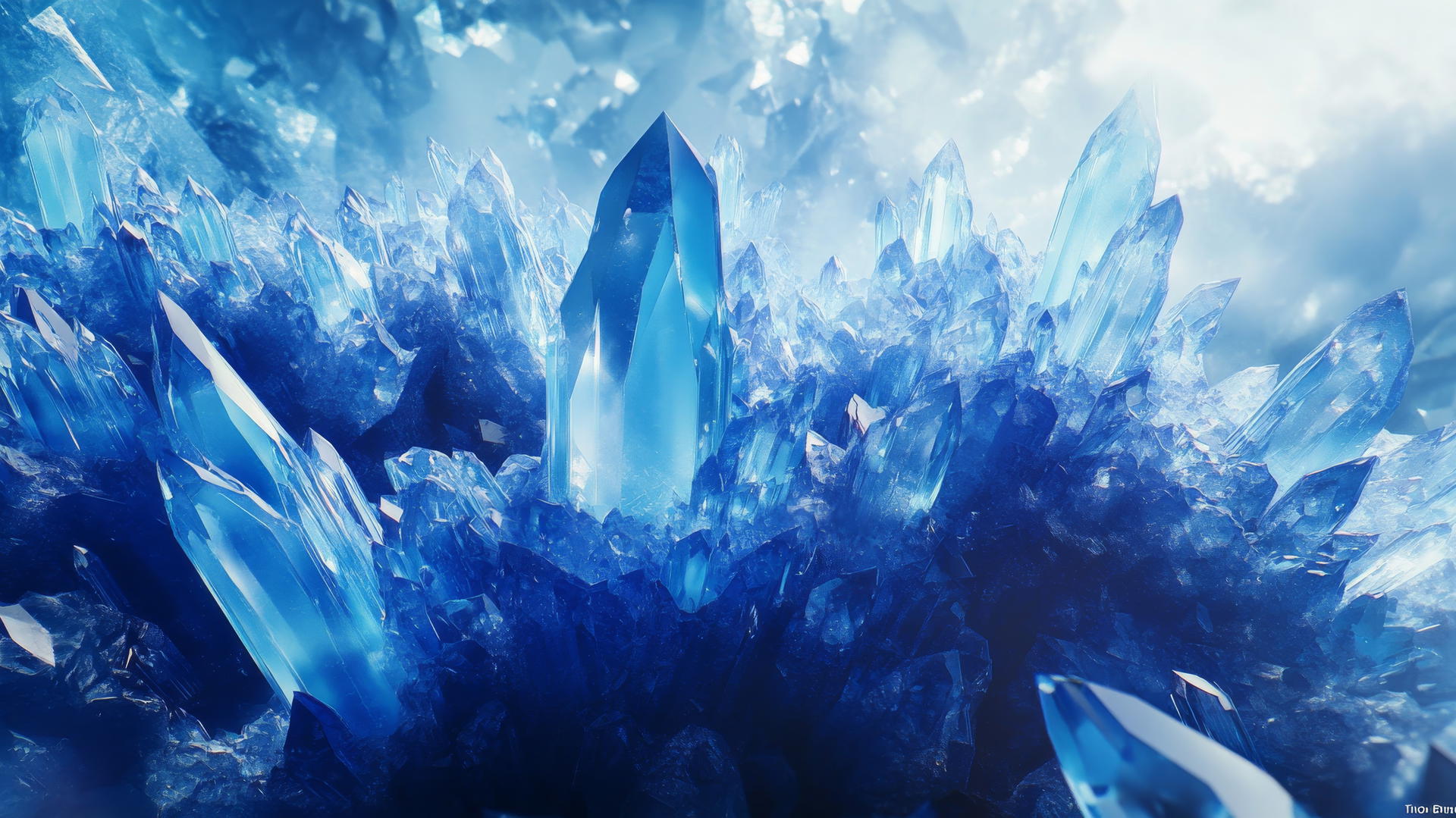 aesthetic wallpaper blue, digital landscape of sharp blue crystals