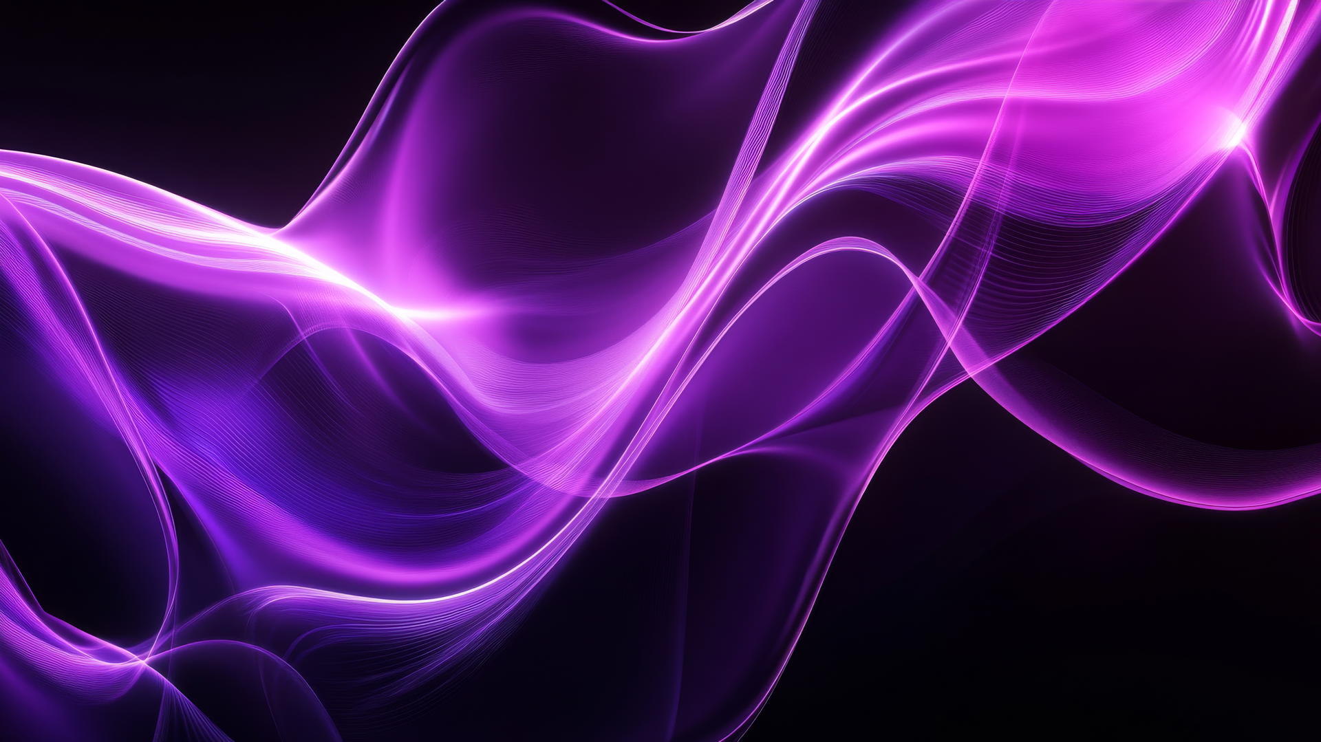 Neon purple aesthetic wallpaper with sleek, flowing waves on black background