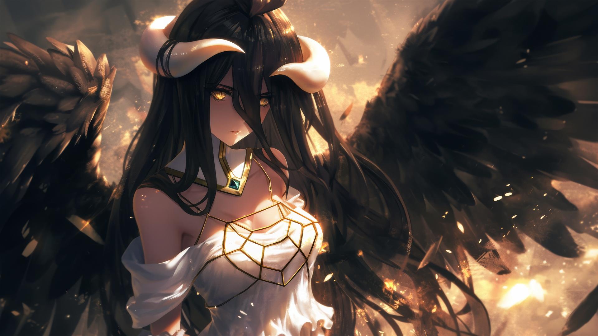 Albedo, a character from Overlord, in a dynamic pose.