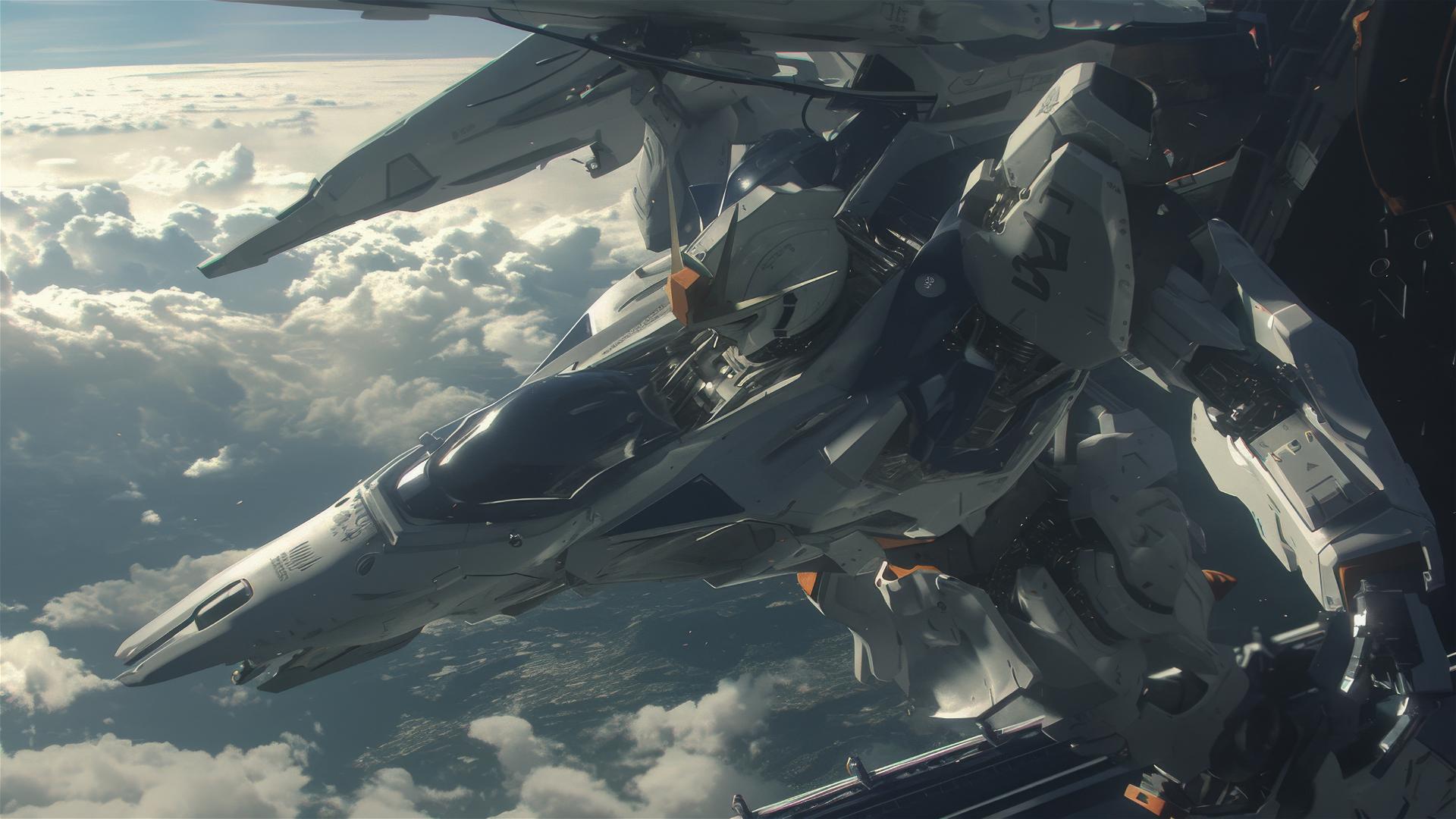 Gundam suit soaring, Deakins cinematic style
