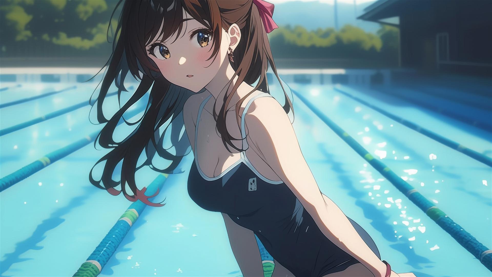 Mizuhara Chizuru leisurely swimming, moonlight glow