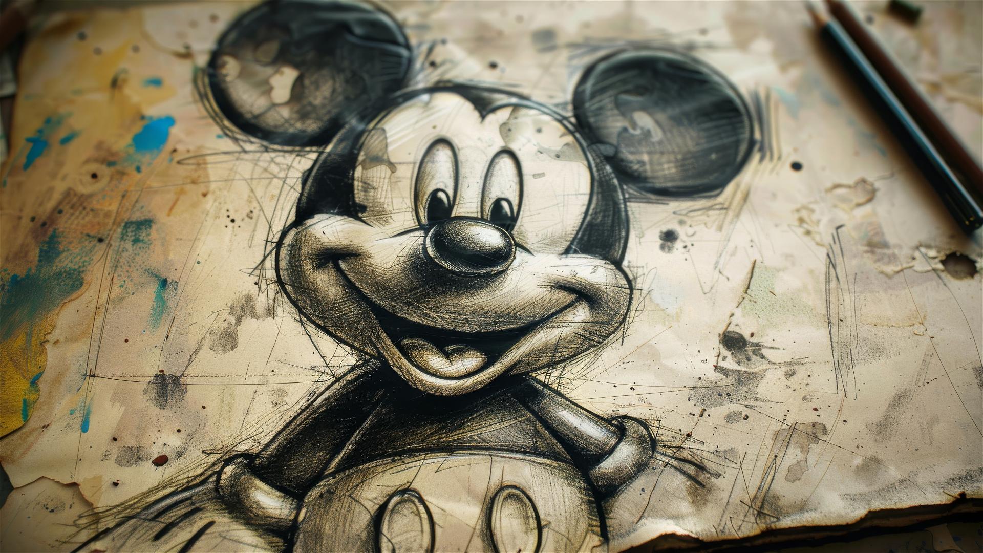 Sketch of Mickey Mouse by Edytha Grzybm, Comic Style