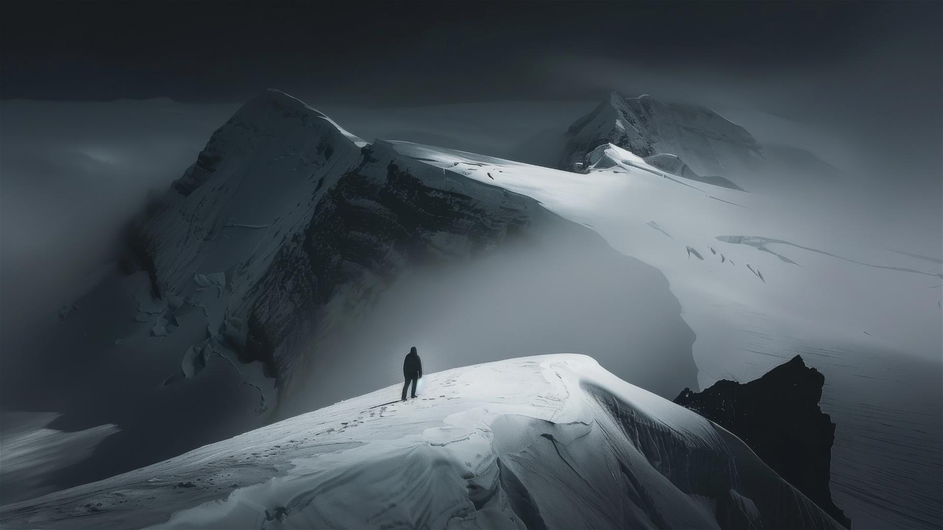Dark figure lies still on the icy terrain of Antarctica, evoking loneliness