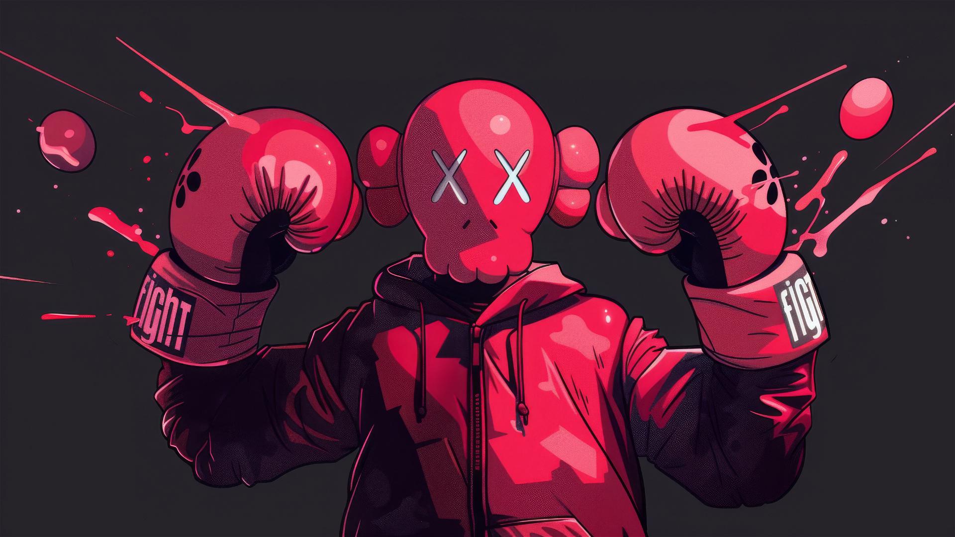 Surreal fighter vector logo by Kaws, 'Fight Night'