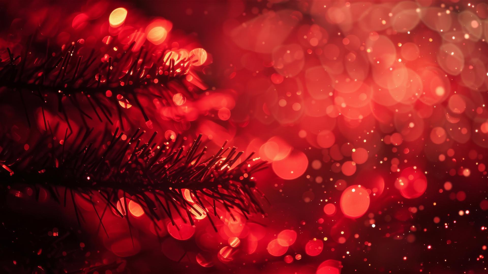 Red-themed Christmas background in 4K