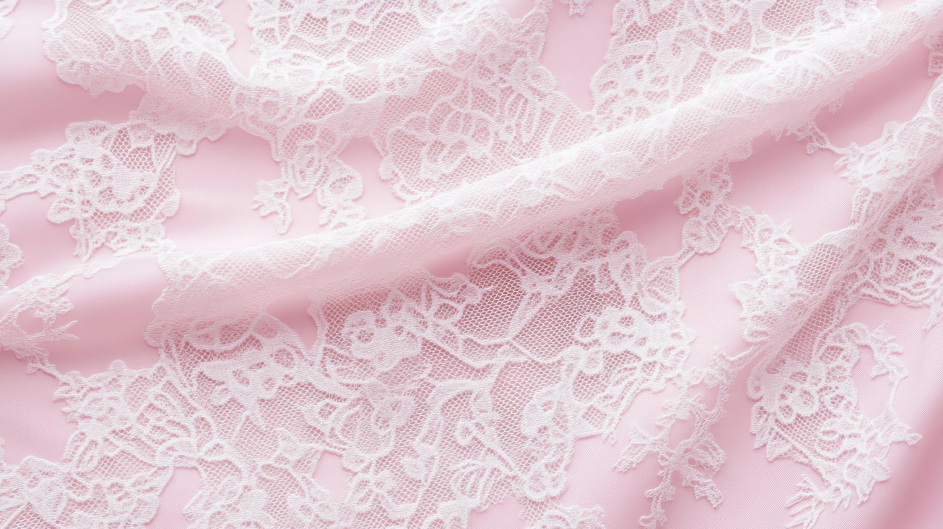 Aesthetic pink wallpaper with a delicate lace pattern overlay