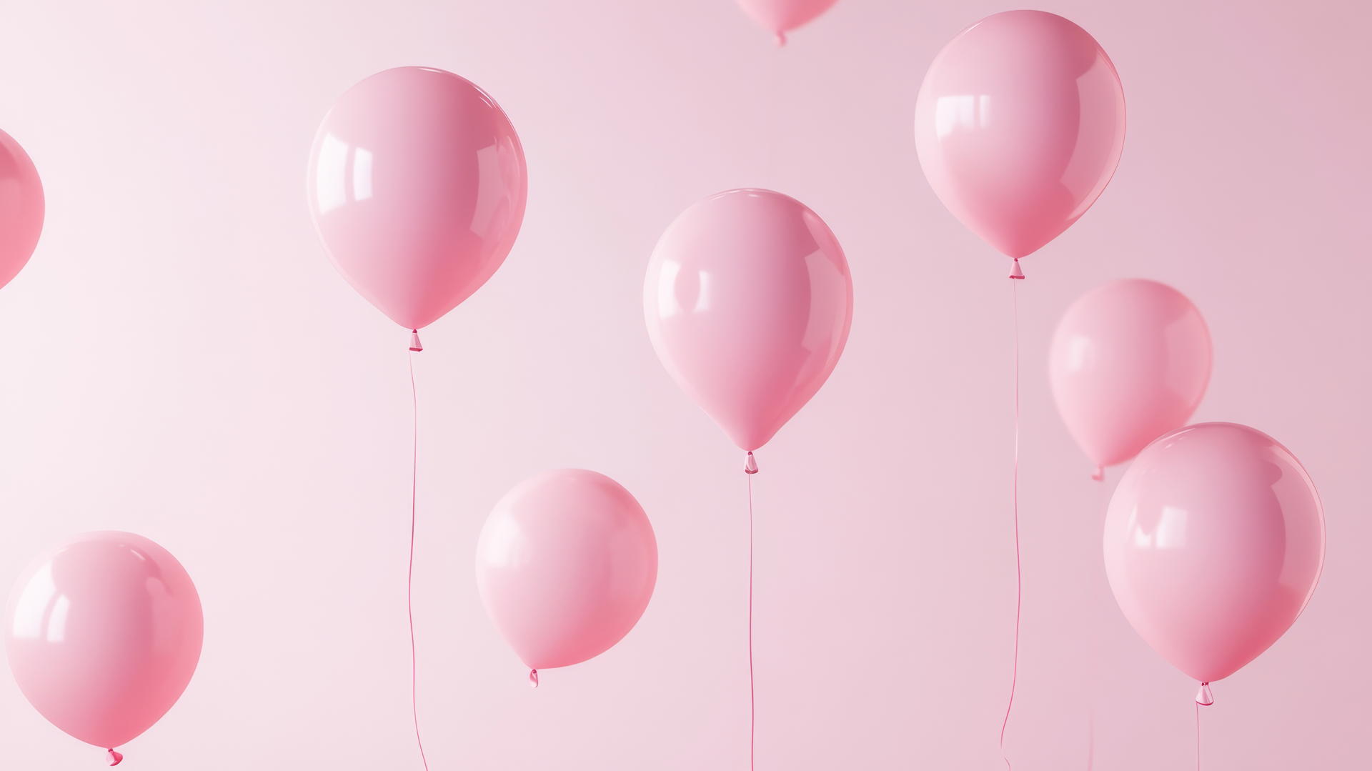 pink aesthetic wallpaper with floating pink balloons against a light pink background