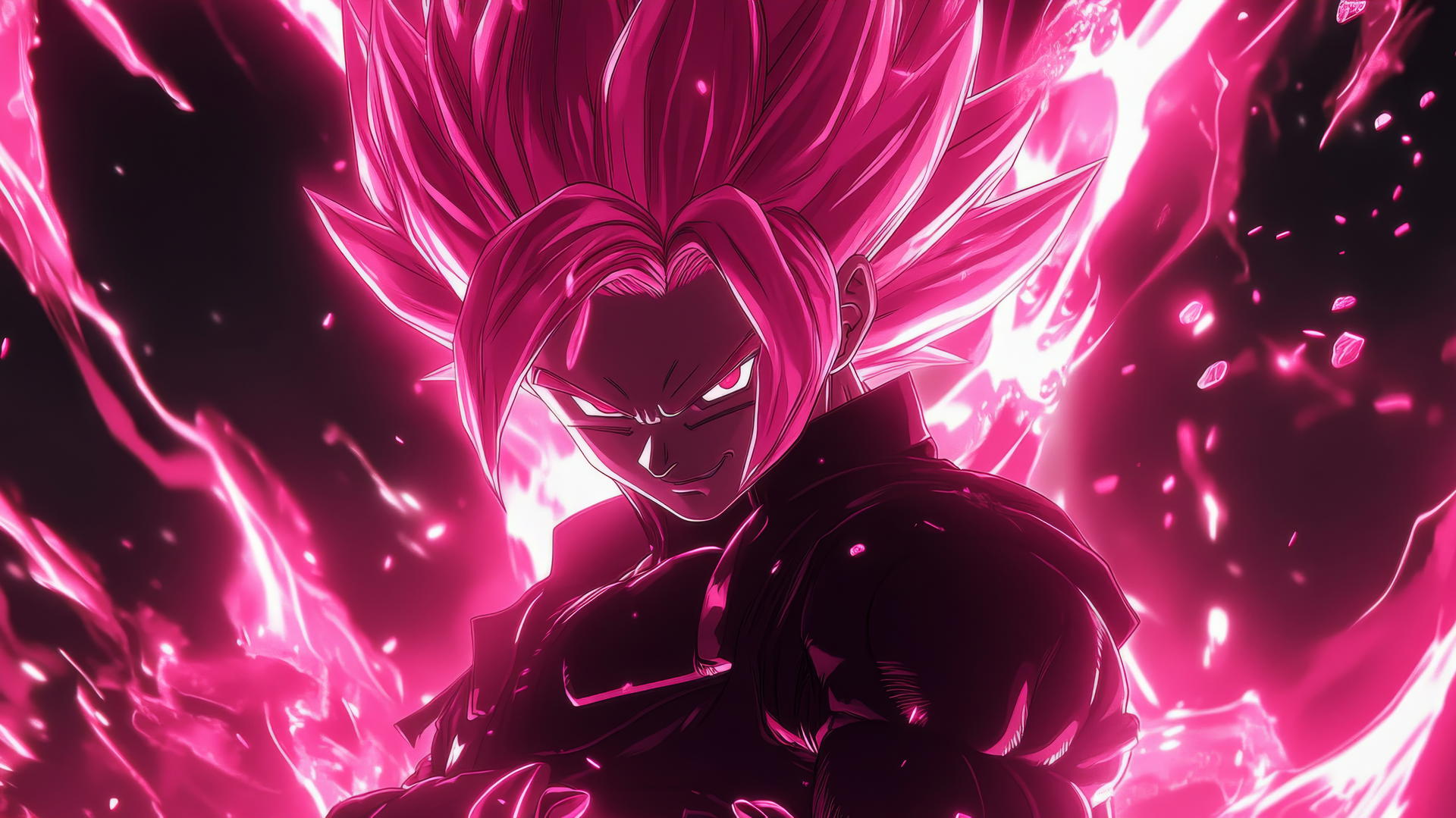 Epic close-up of Goku Black in Super Saiyan Rosé form, energy aura, dark skies, goku black wallpaper 4k