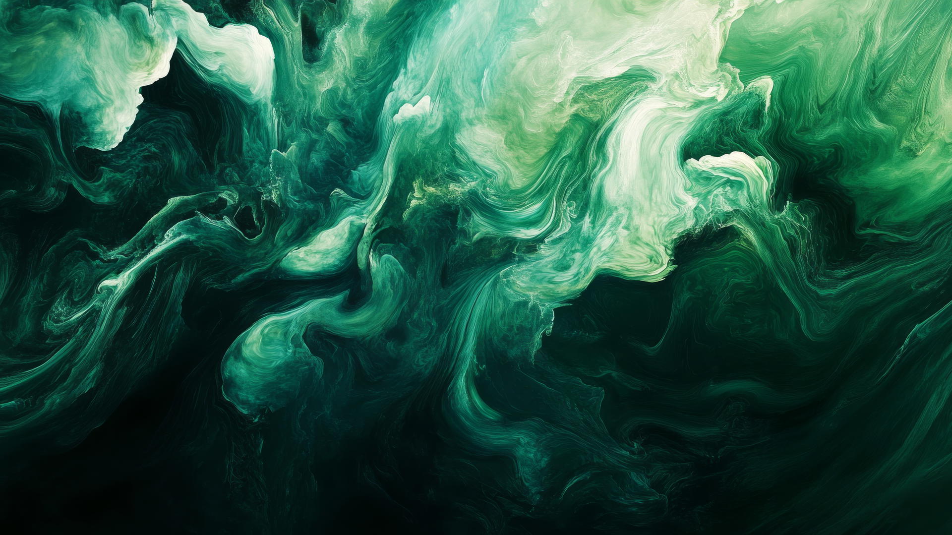 green wallpaper with swirling shades of green and dynamic light effects