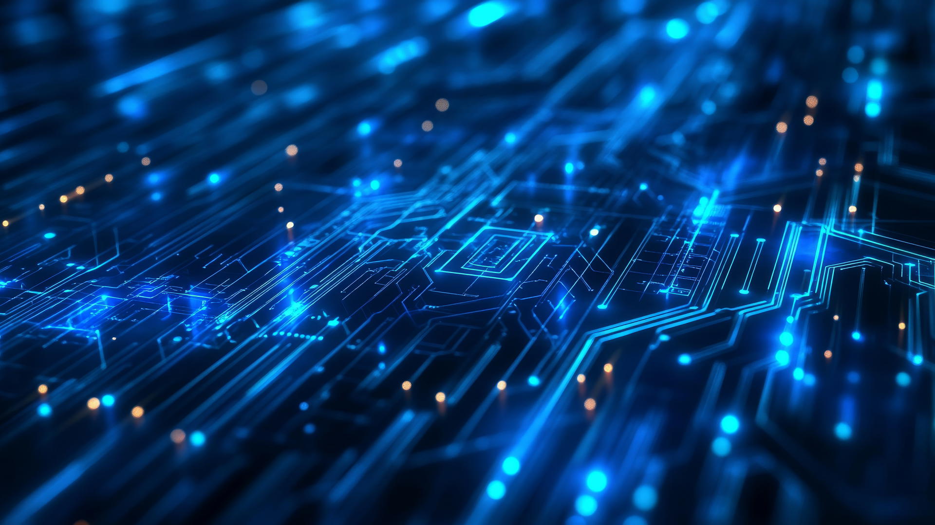 blue wallpaper with glowing blue circuits on a dark blue background