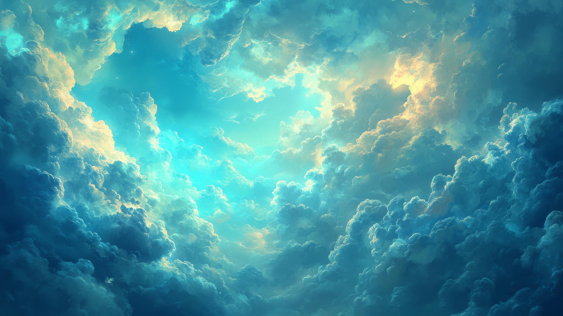 blue wallpaper with ethereal clouds and gentle light