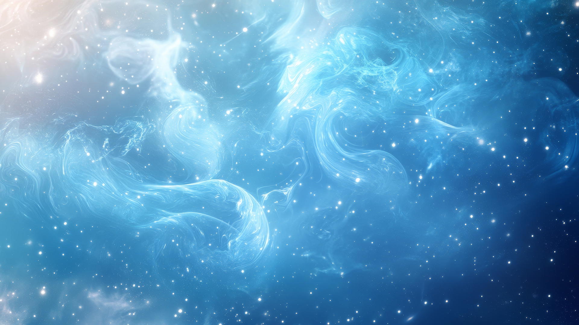 Aesthetic wallpaper blue with celestial mist and twinkling stars.