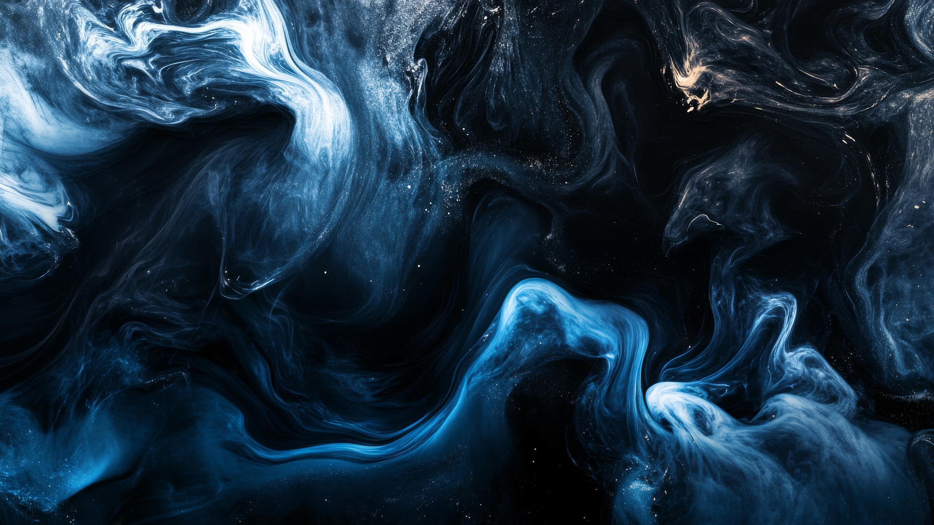 black and blue wallpaper with ink swirls blending in water