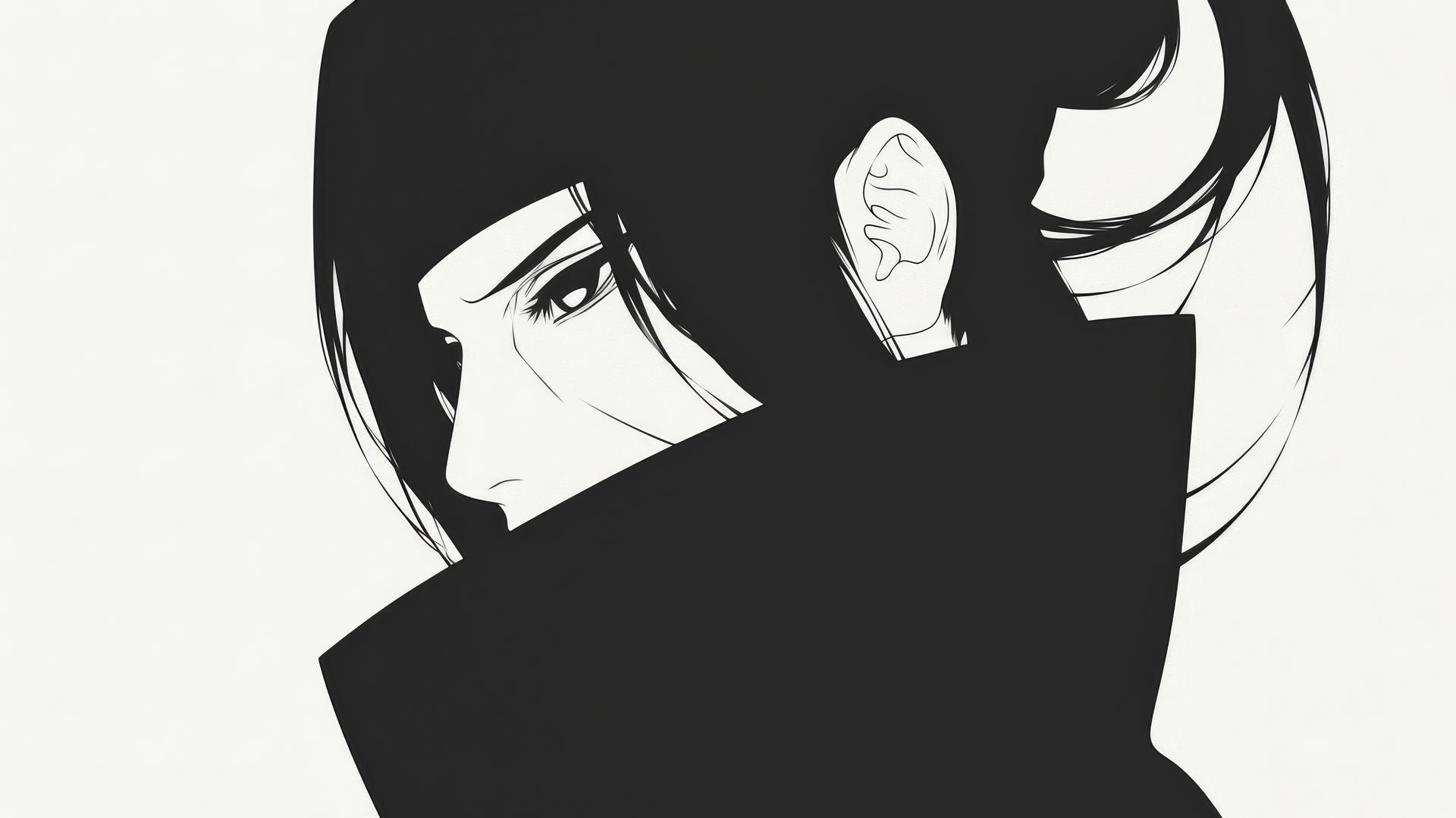 itachi uchiha drawing with minimalist line art