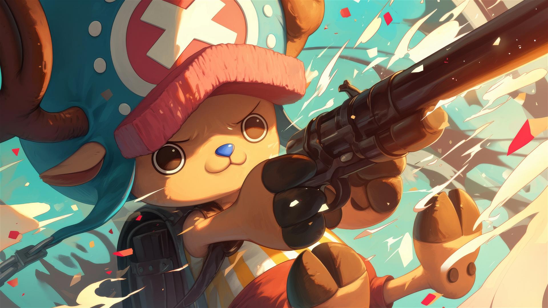 Artistic rendition of Tony Tony Chopper, the reindeer from One Piece.