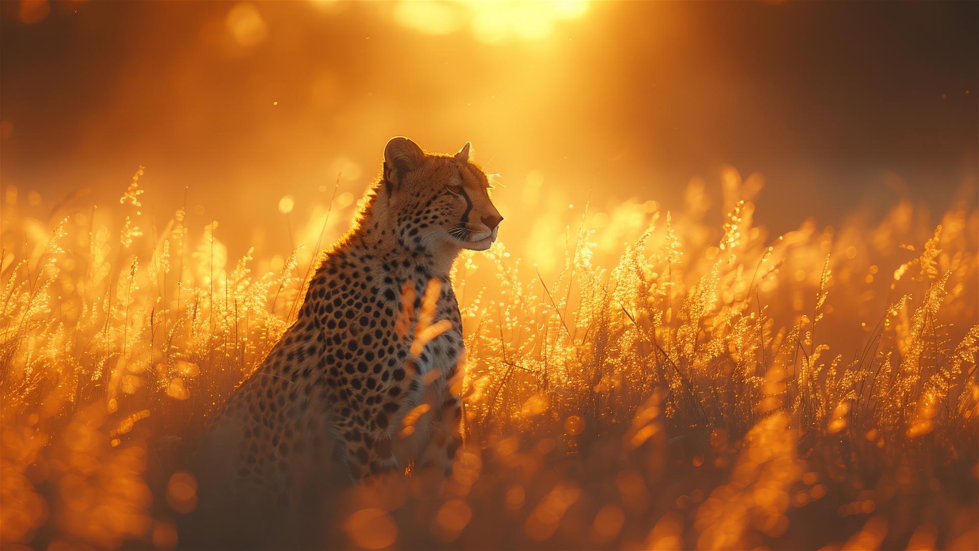 Cinematic view of a serpopard, backlit with a snake neck and leopard body.