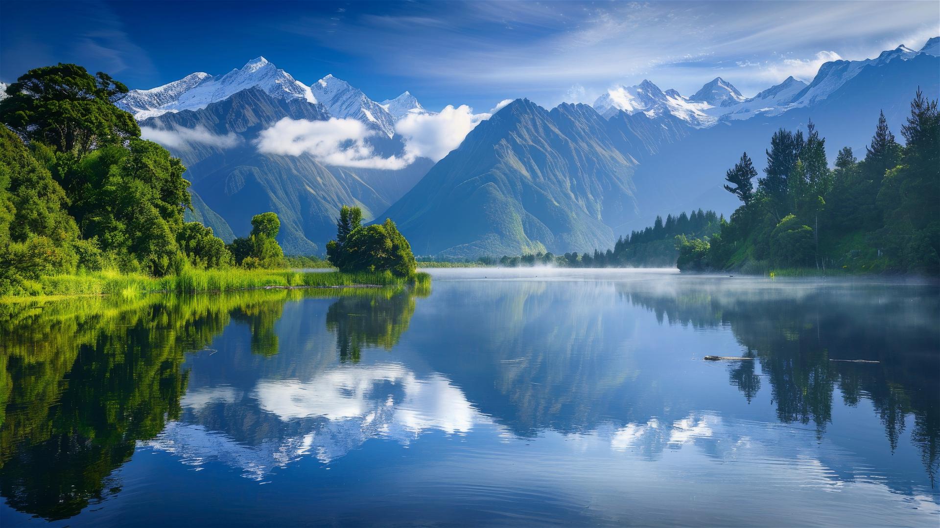 Breathtaking New Zealand landscape with lush greenery