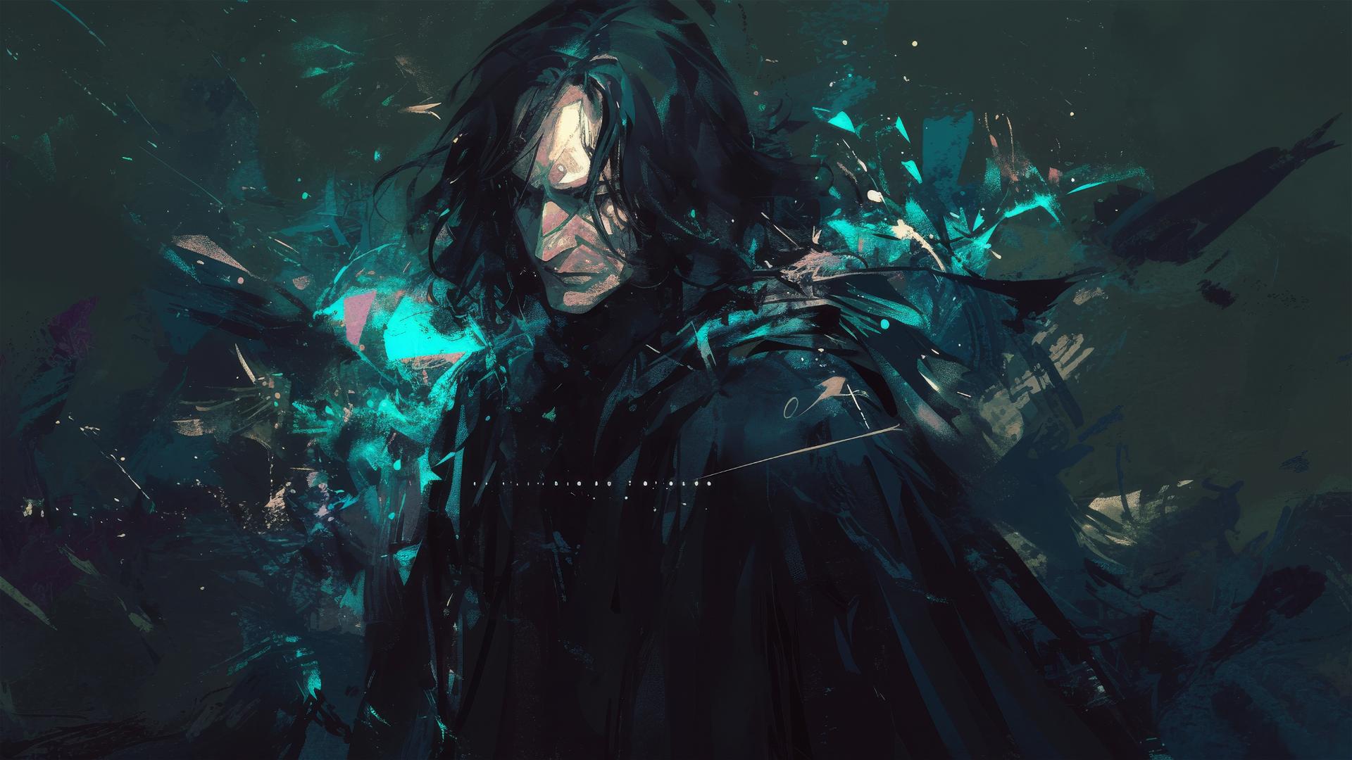 Professor Snape illustration with dark background and spotlight