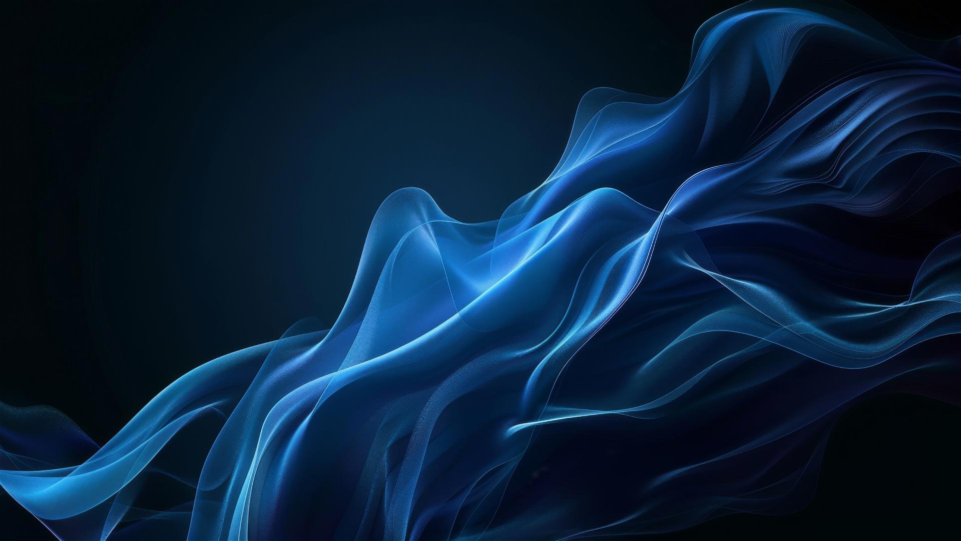Elegant black and azure flowing shapes on iPhone background