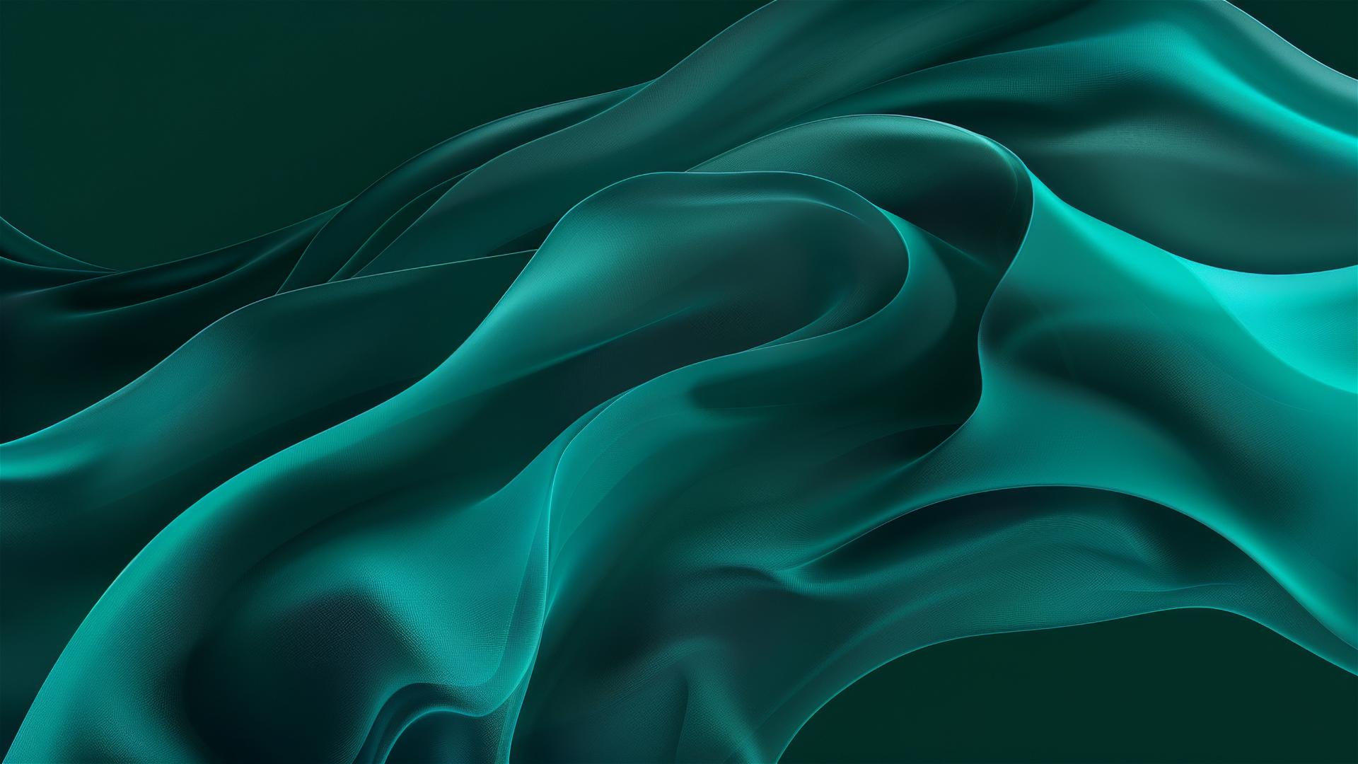 Dark jade flowing shapes on minimalistic background