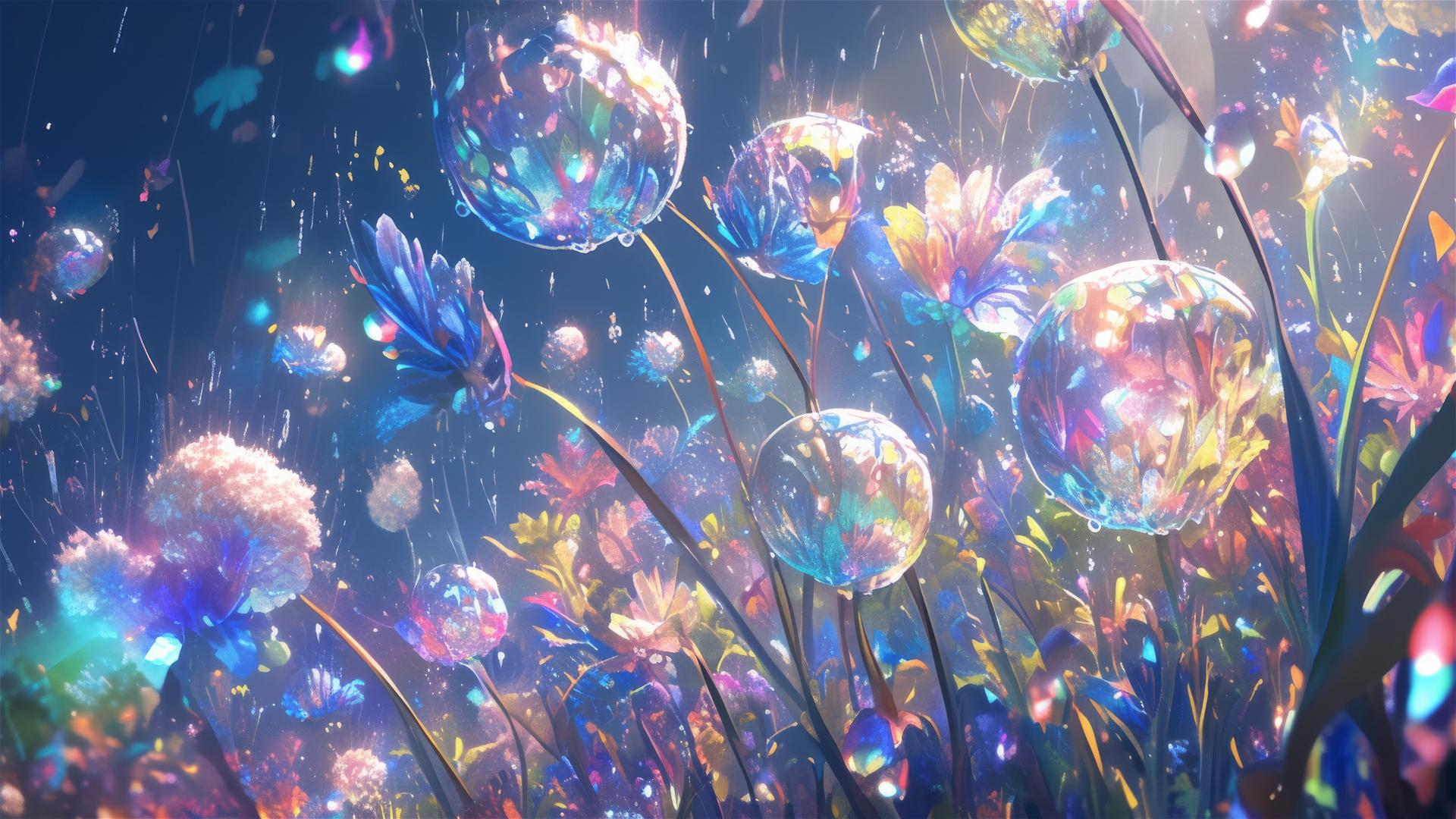 Holographic rain displaying 3D images of native plants and wildlife