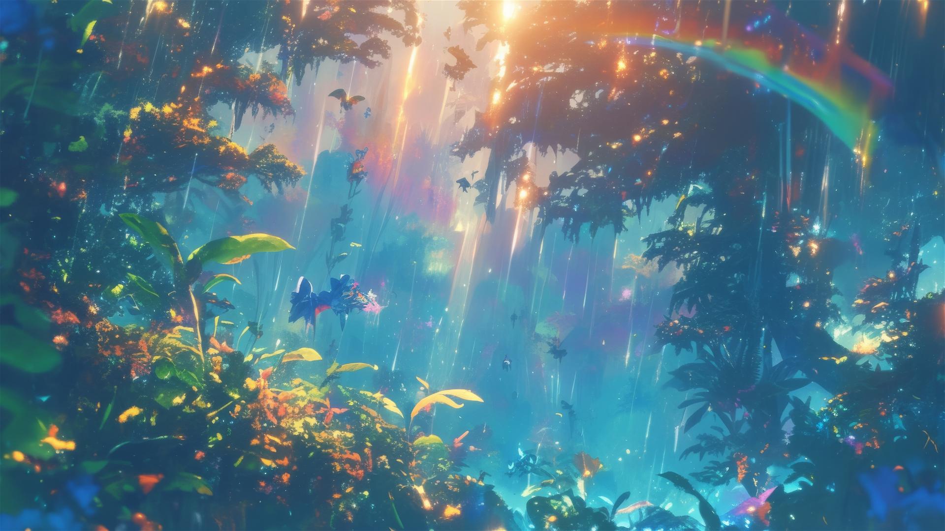 Holographic rain forms 3D native flora and fauna images in the air