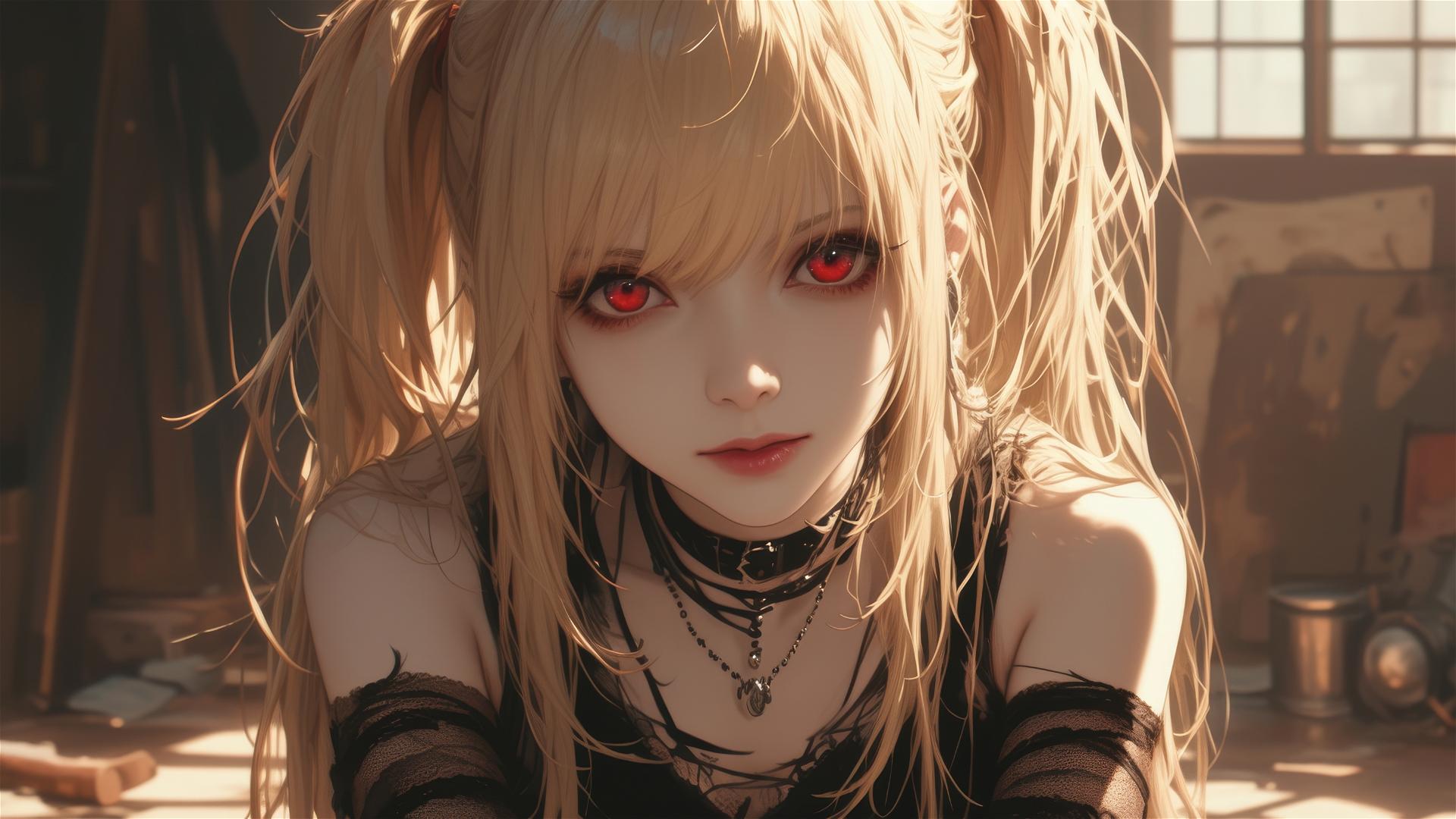 Misa Amane with red eyes from Death Note series