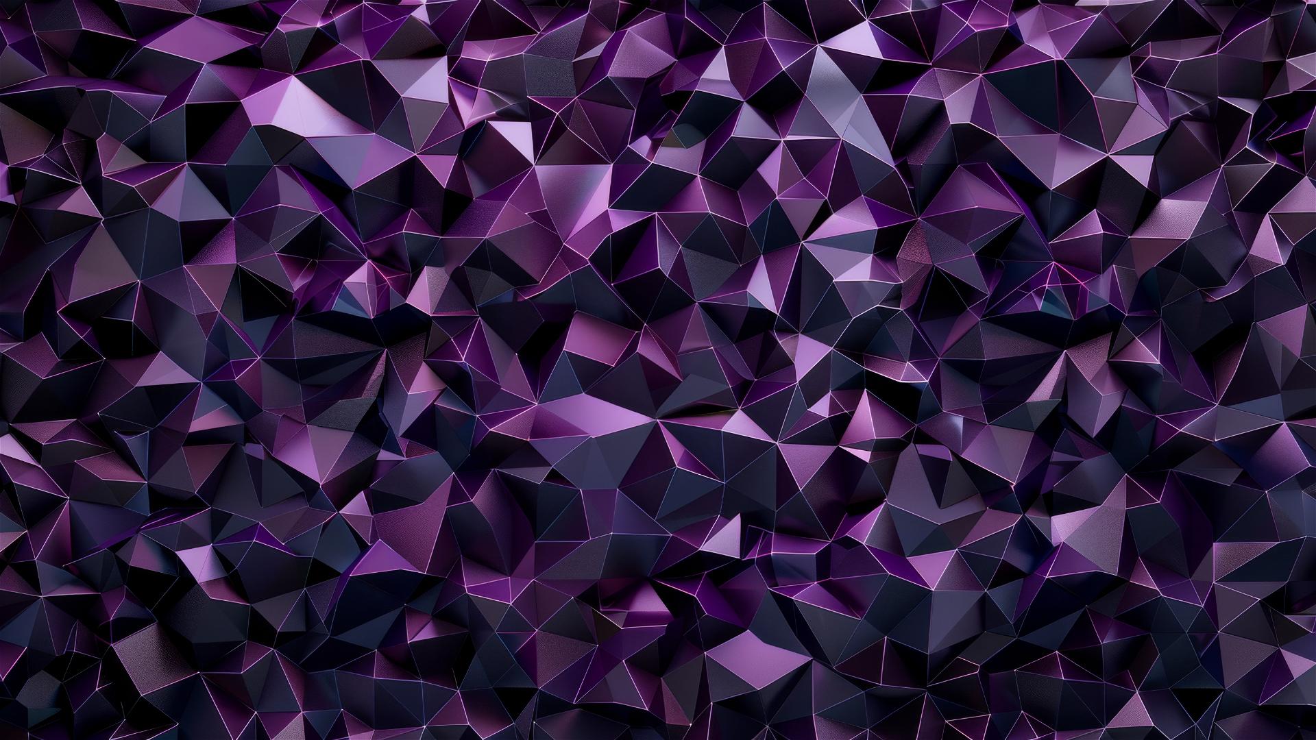 Top view of dark lilac metallic polygon surface