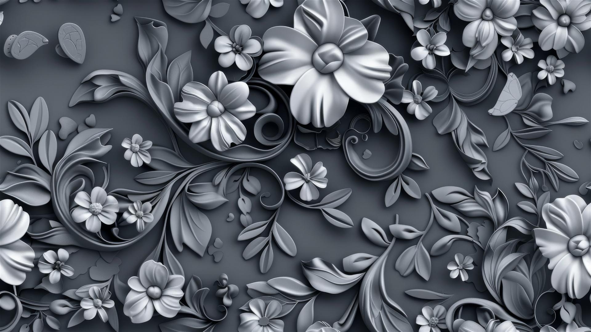 3D floral seamless tile background
