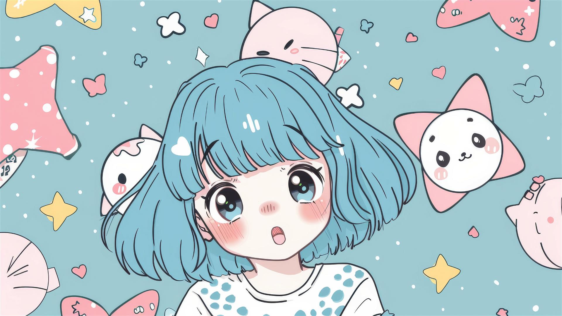 Pattern of cute anime characters