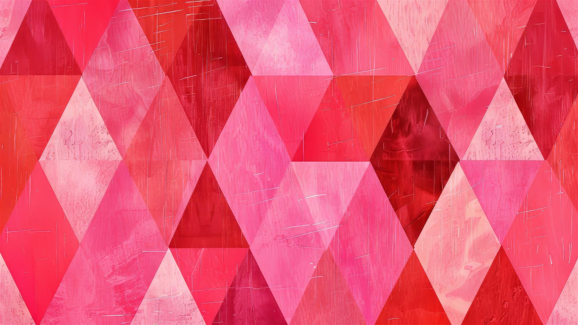 Seamless repeating pattern of red and pink stripes forming triangles