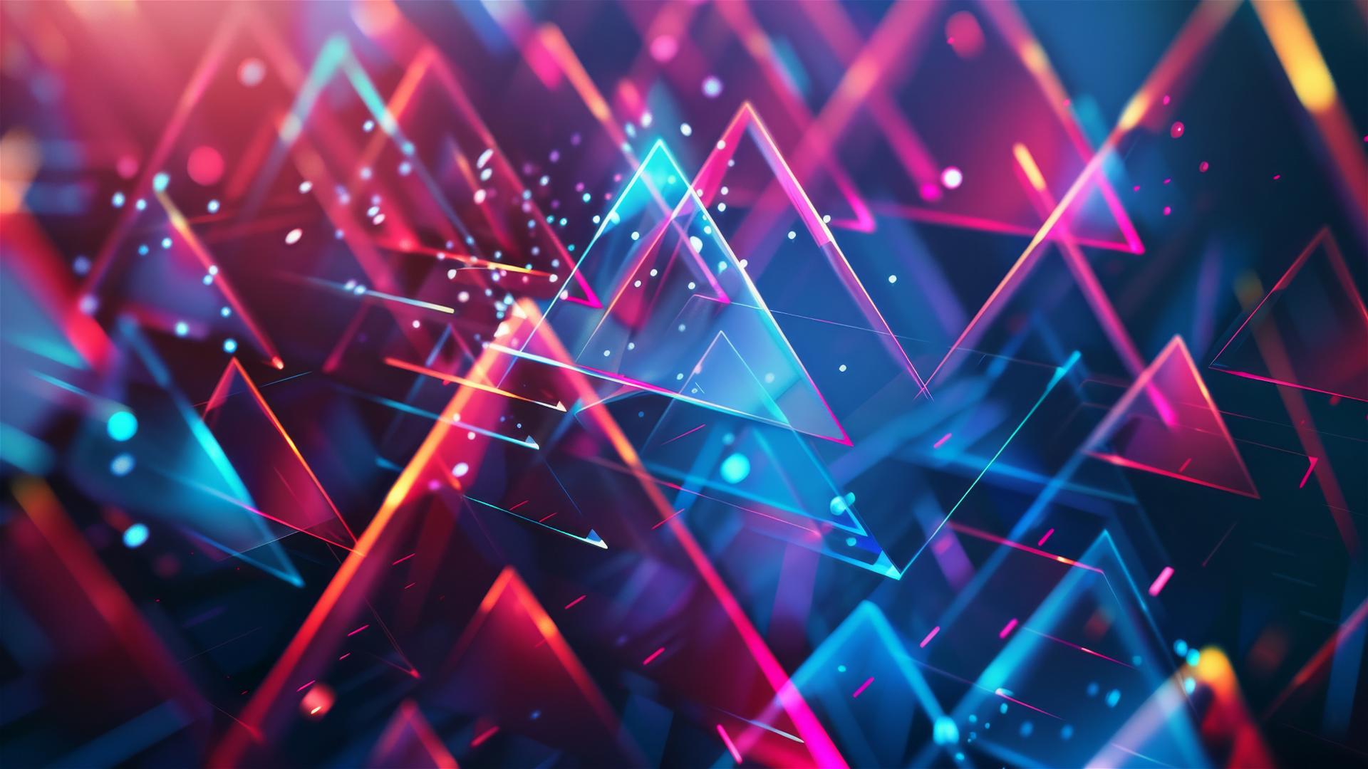 Abstract colorful background with lines and triangles in cinematic lighting