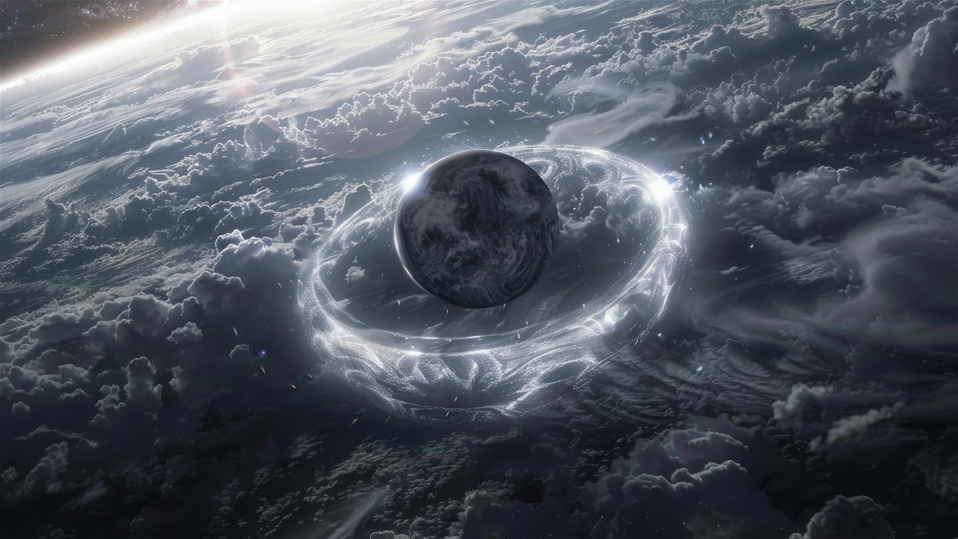 Sci-fi planet turning invisible with an encroaching dark halo