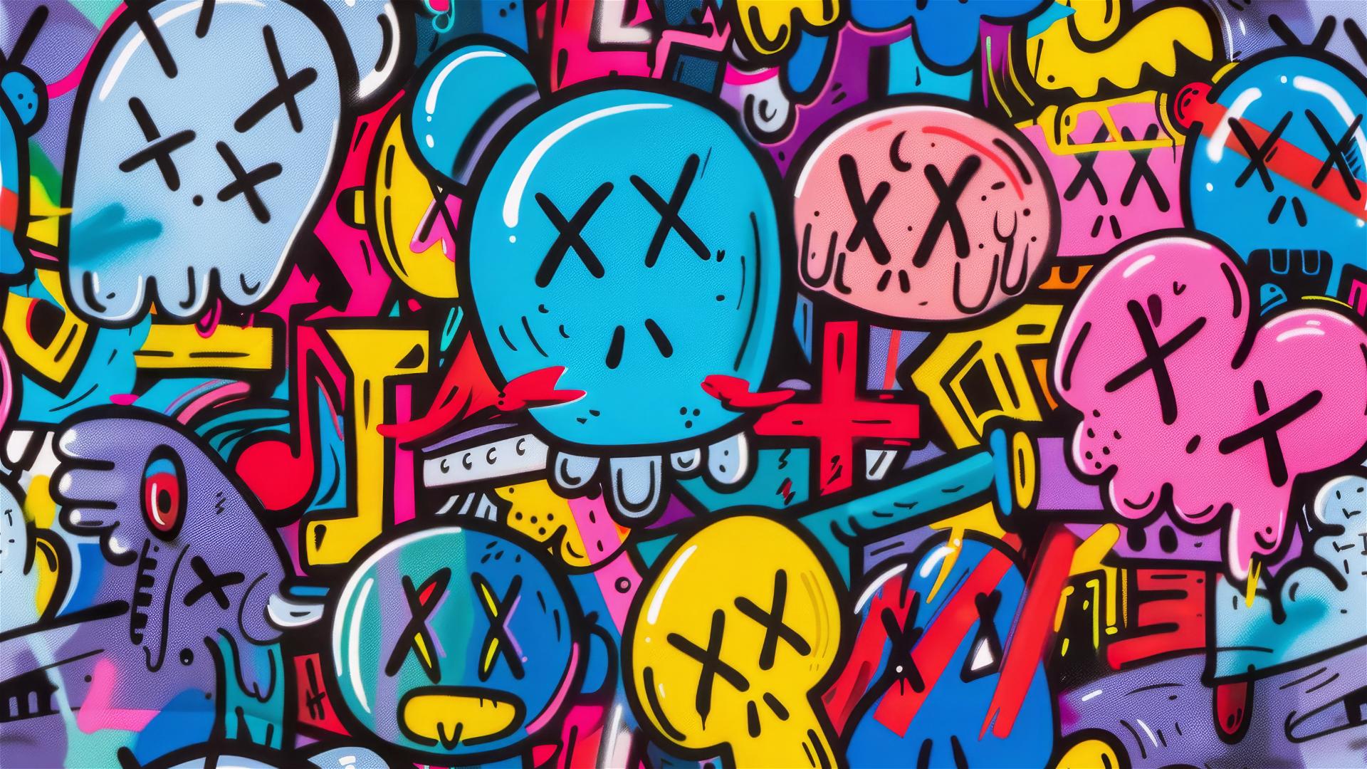 Kaws graffiti pattern in raw style